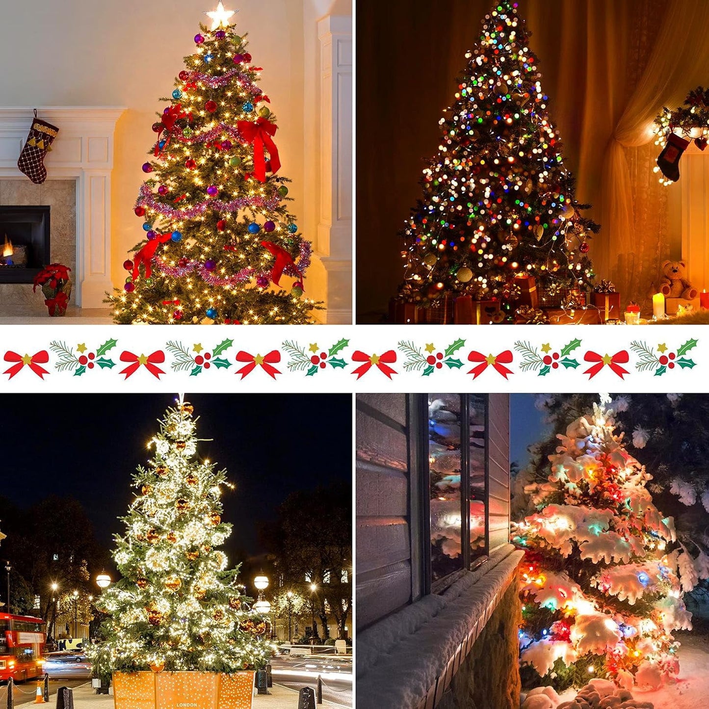 Uncahome 6.7 Ft X 16 Christmas Tree Lights,416 LED Christmas Lights,Outdoor Indoor String Lights -Multi Color