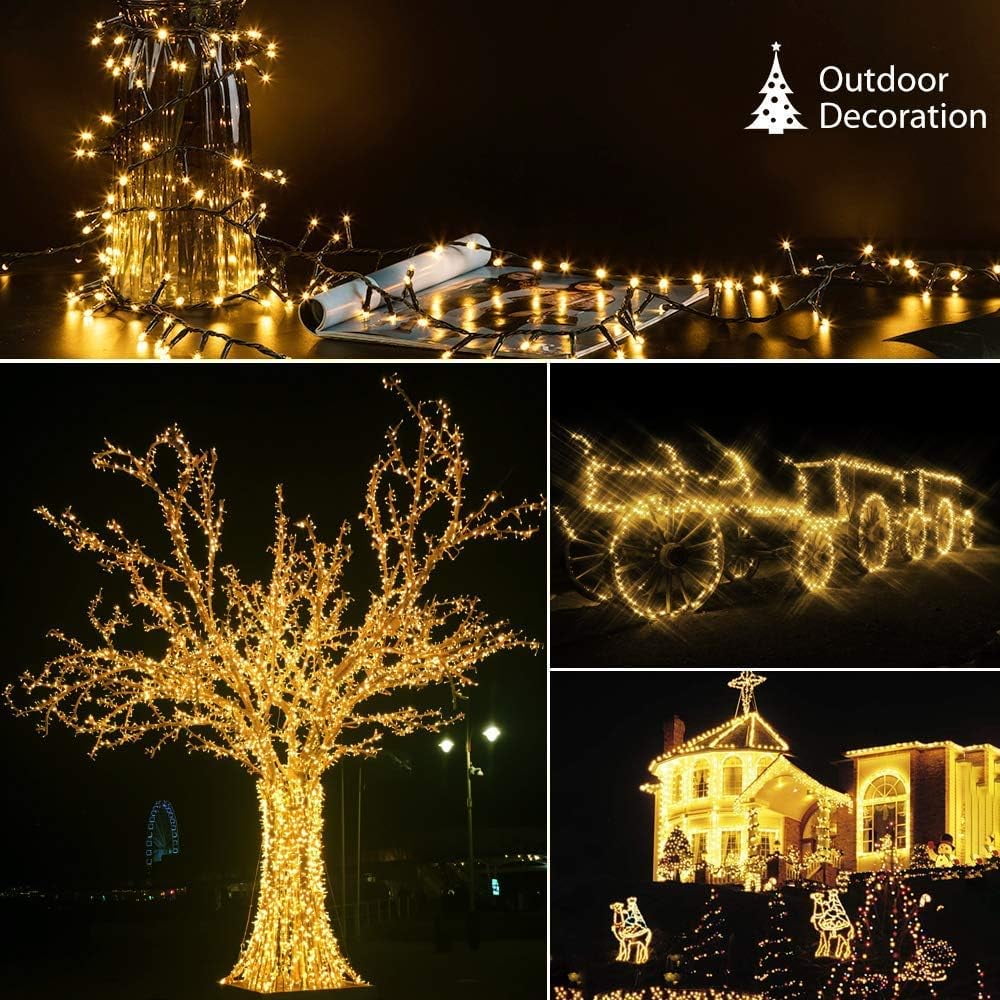 Christmas String Lights, 82FT 1000 Leds Christmas Tree Decoration Lights - Outdoor Waterproof Christmas Tree Lights Plug in for Xmas Wedding Party Holiday - Warm White
