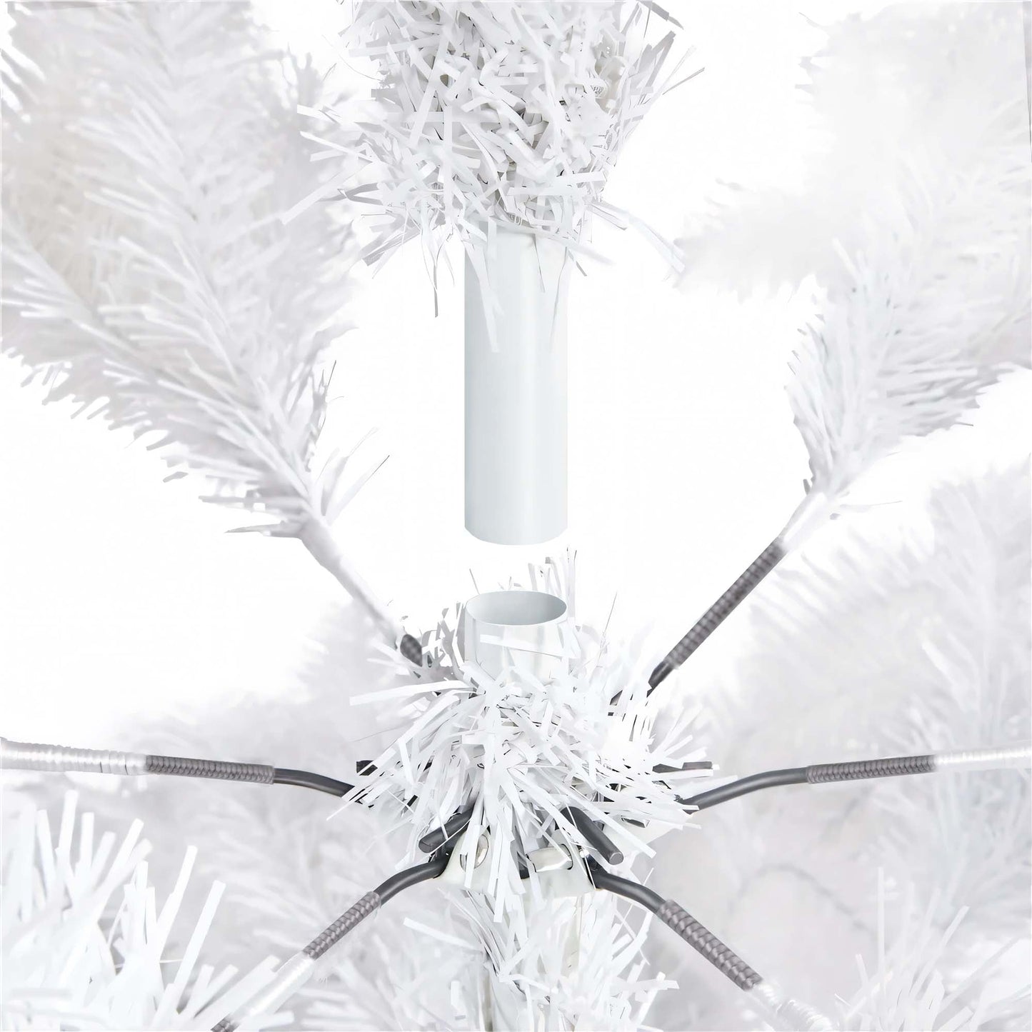 Pre-Lit Artificial Christmas Tree,6Ft White Christmas Tree with 300 Warm White & Multicolor Lights,Xmas Tree for Home, Holiday Party Decorations