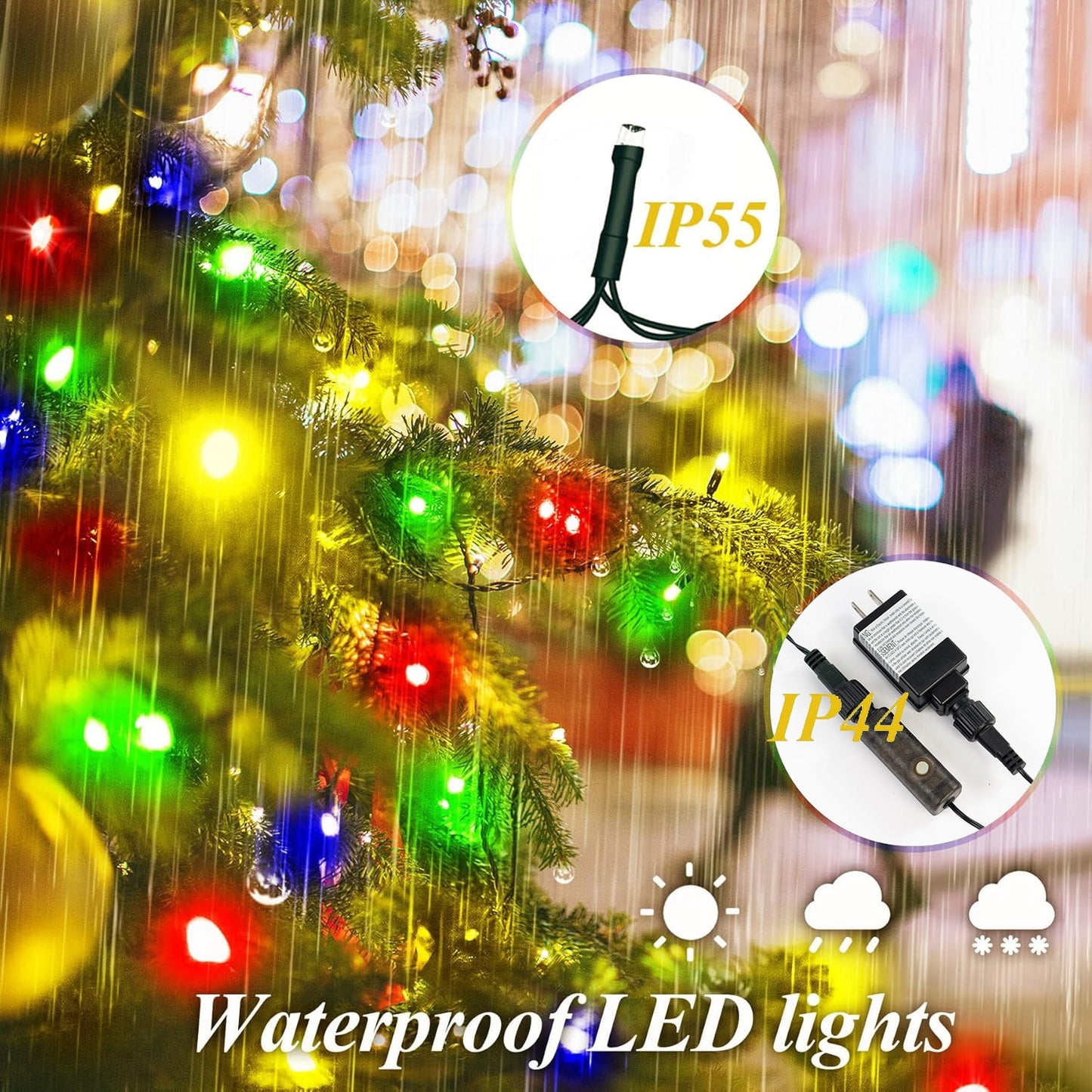 Uncahome 6.7 Ft X 16 Christmas Tree Lights,416 LED Christmas Lights,Outdoor Indoor String Lights -Multi Color