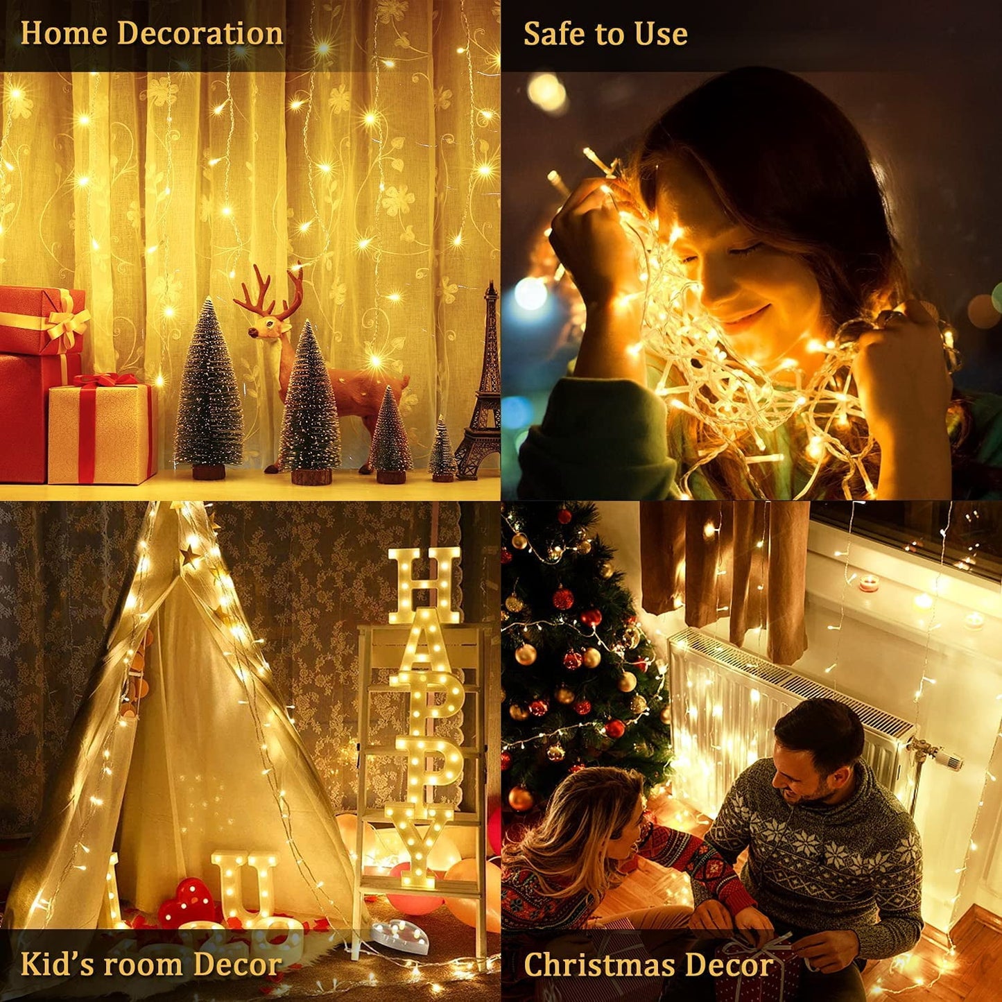 Led Christmas Lights Outdoor Battery Operated,42.6Ft 130LED Fairy Lights Waterproof with 8Modes,Twinkle Lights for Party Patio Christmas Decorations Outdoor(Warm White)