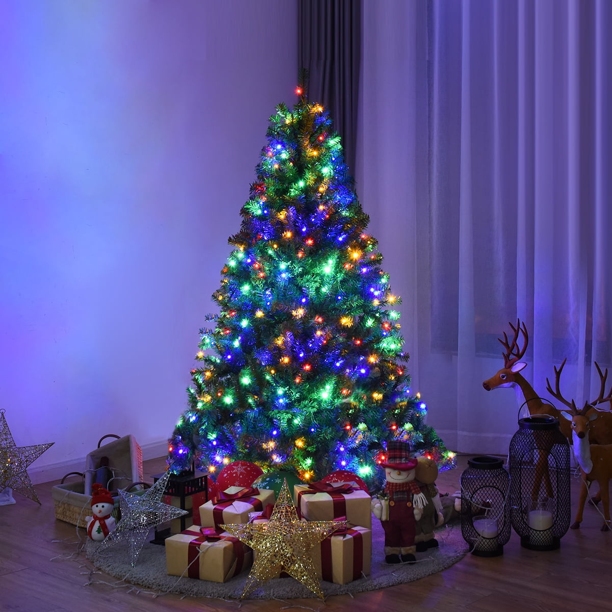 9Ft Pre-Lit Artificial Christmas Tree Hinged 1000 LED Lights
