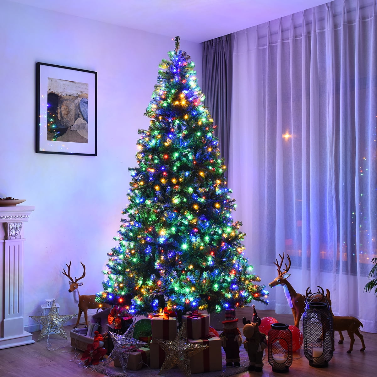 9Ft Pre-Lit Artificial Christmas Tree Hinged 1000 LED Lights