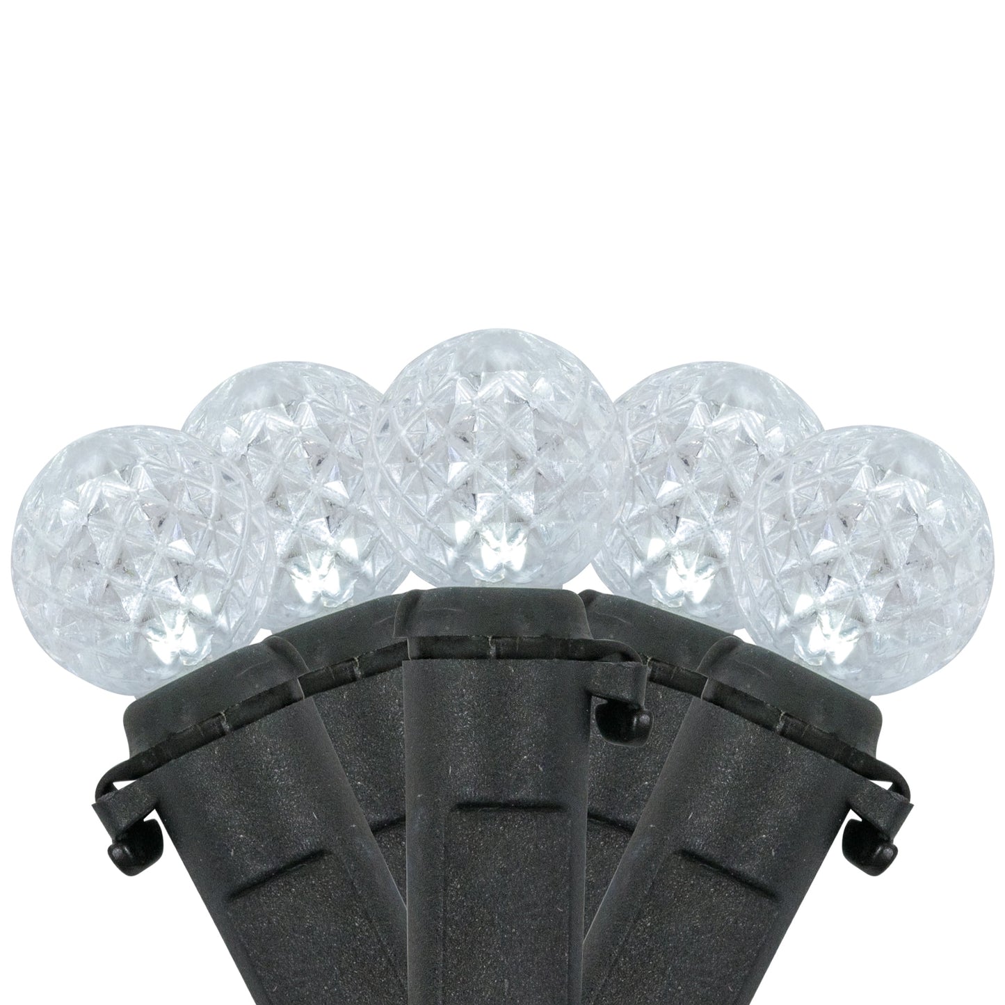 LED G12 Berry Christmas Lights - Pure White - 16' Black Wire - 50 Ct