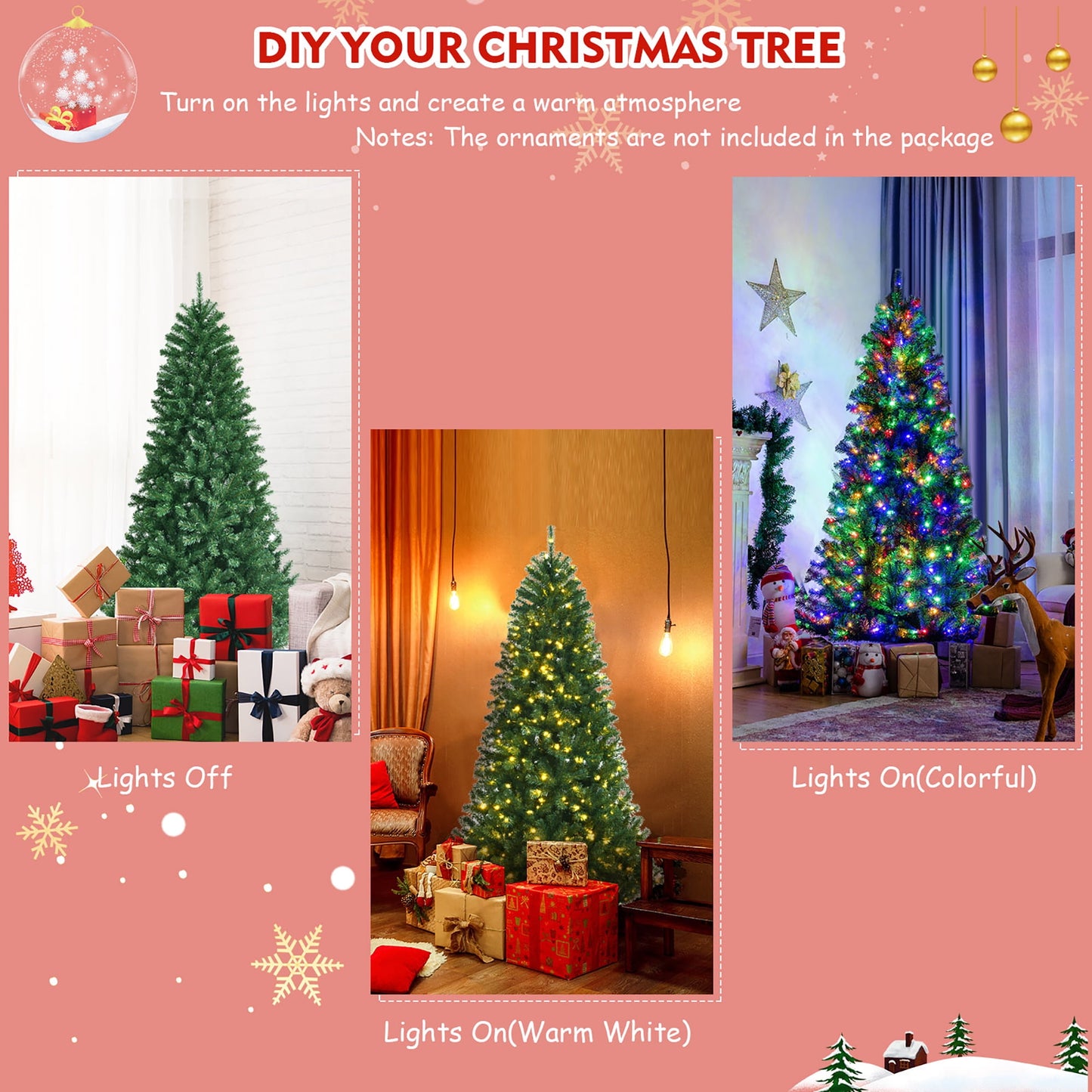 6Ft Pre-Lit Hinged Christmas Tree W/ Remote Control & 9 Lighting Modes