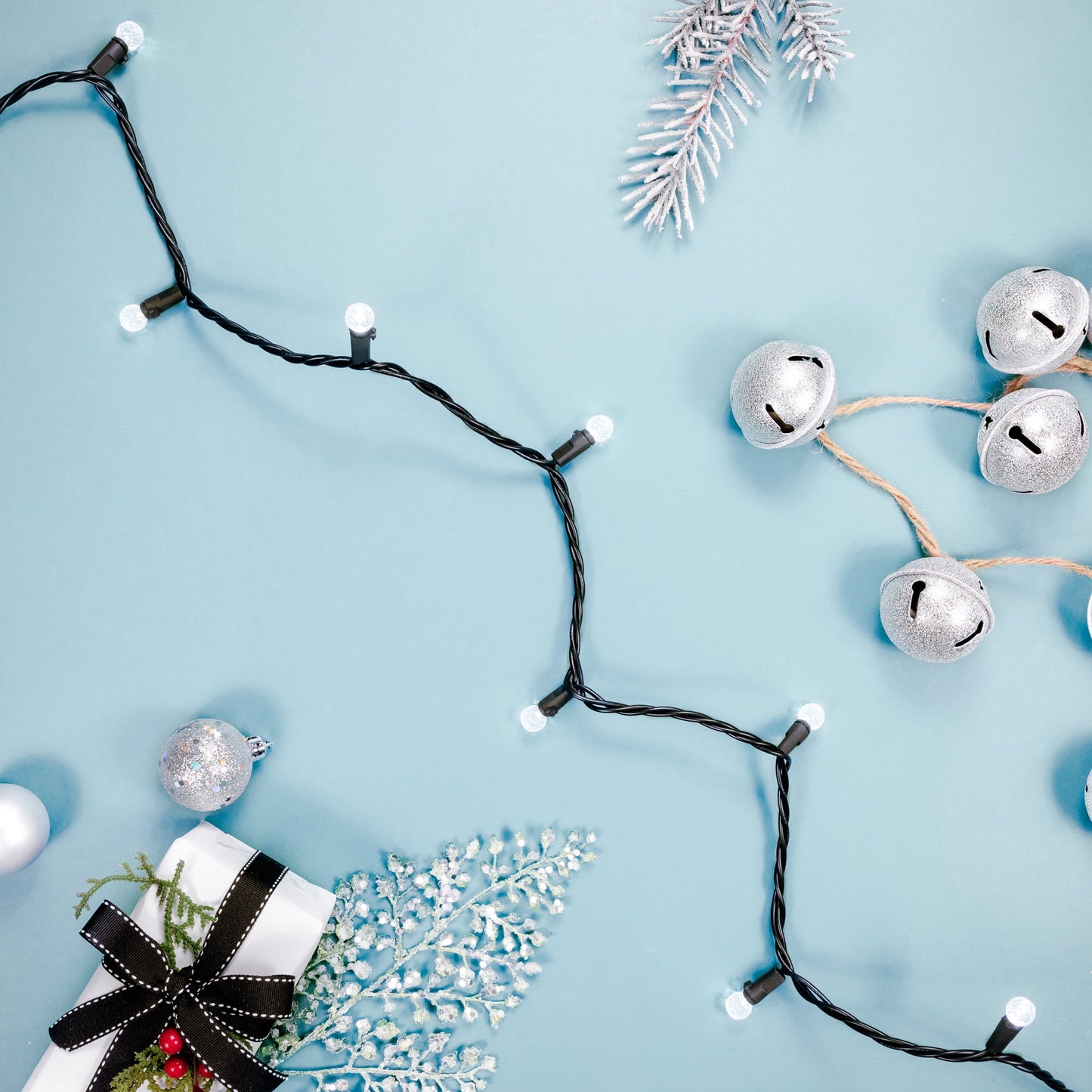 LED G12 Berry Christmas Lights - Pure White - 16' Black Wire - 50 Ct