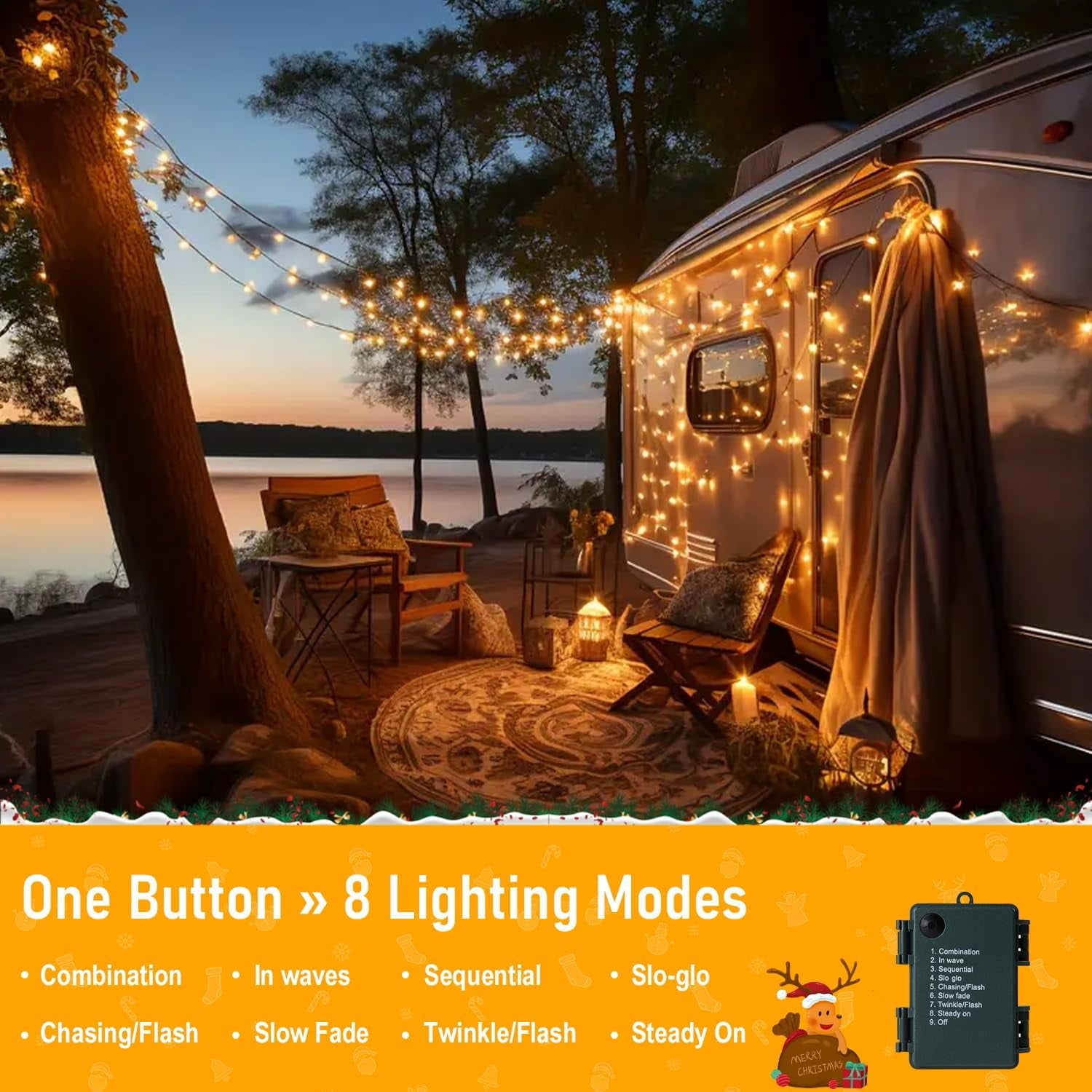 132FT Battery Operated Christmas Lights,  300 LED Christmas Tree Lights with Timer & Memory, 8 Modes Waterproof Battery Powered Lights for Holiday Party