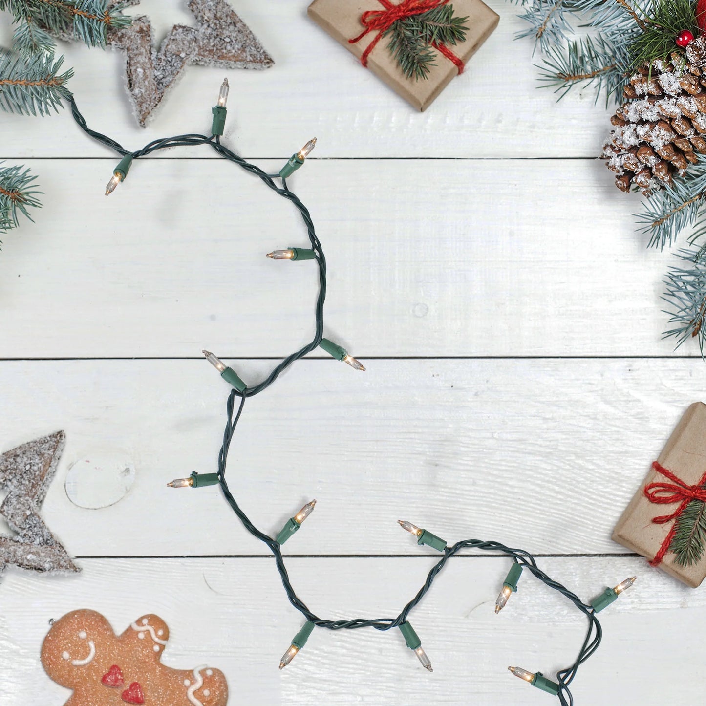 Mini Incandescent Christmas Lights - Blue - 10' Green Wire - 50Ct