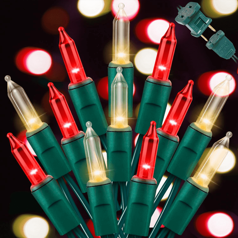 100 Count Red Clear Christmas Lights, Green Wire 20Ft Incandescent Holiday String Light Set for Indoor Outdoor Use Christmas Tree, Halloween, Valentine Wedding Lighting Decoration