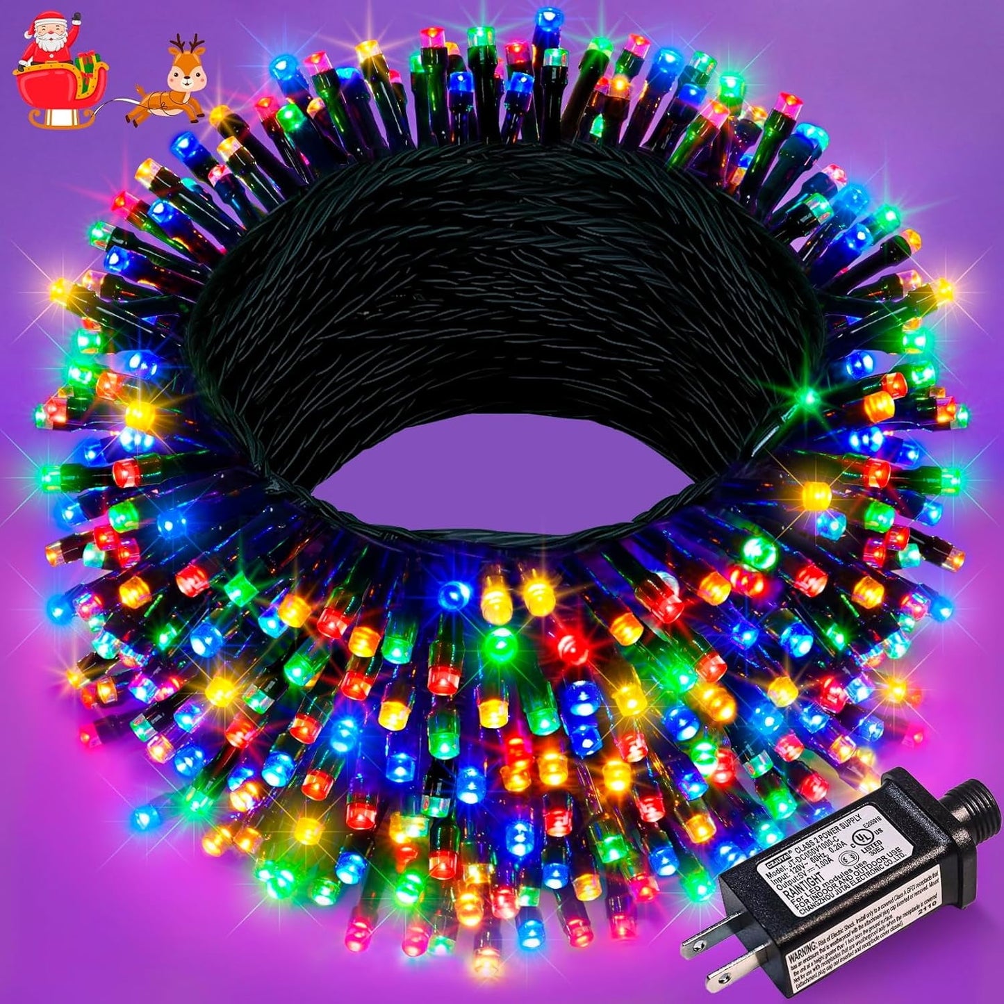200LED Christmas Lights Outdoor,  66Ft Christmas Lights Plug in Green Wire, 8 Modes Waterproof Fairy String Lights for Xmas Wedding Party Christmas Indoor Decoration,White