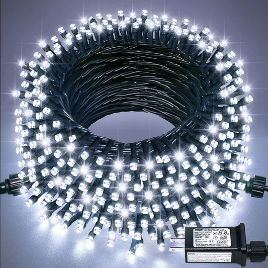 200LED Christmas Lights Outdoor,  66Ft Christmas Lights Plug in Green Wire, 8 Modes Waterproof Fairy String Lights for Xmas Wedding Party Christmas Indoor Decoration,White