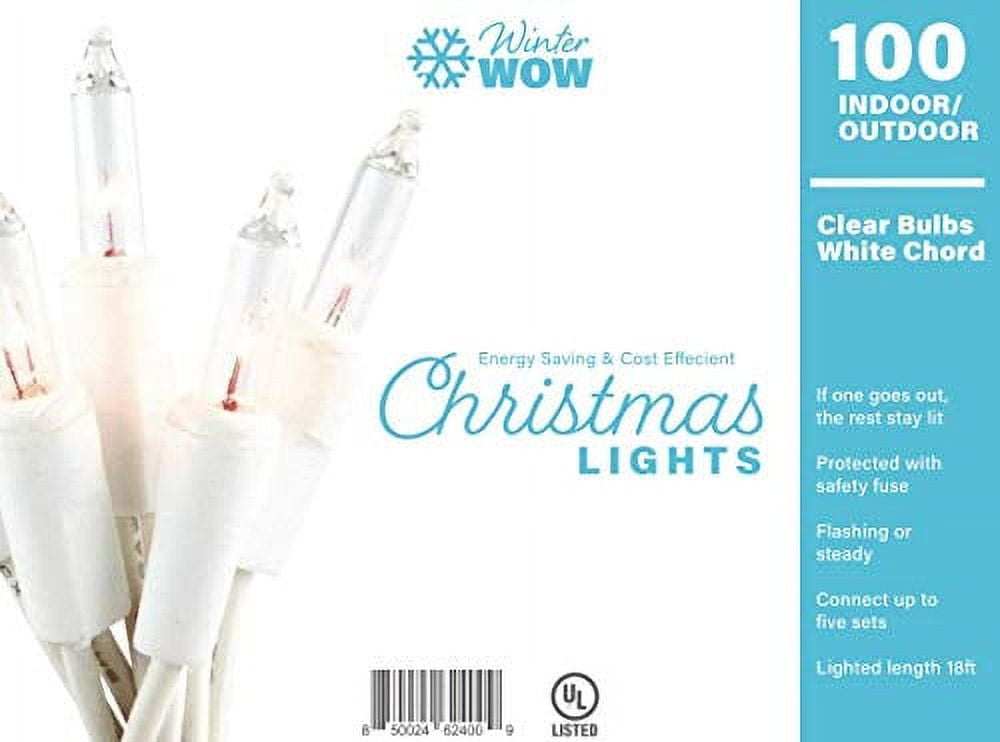 Christmas Lights 100-Bulb 20 Ft White Wire Mini Indoor/Outdoor Incandescent Lights 1, Clear