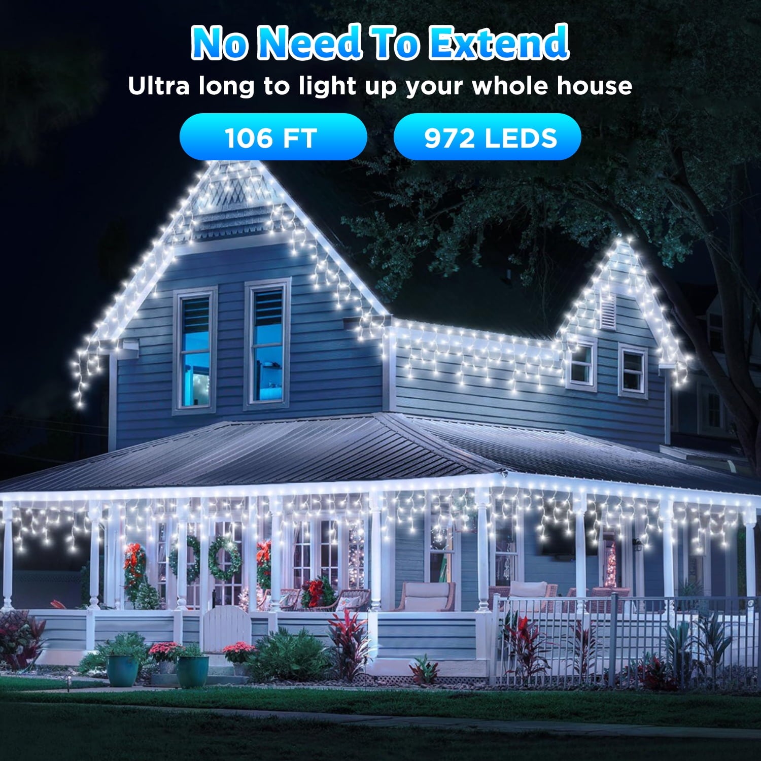 99 FT Christmas Icicle Lights, Curtain Fairy Icicle String Lights with 228 Drops, Led Christmas Twinkle Lights for Holiday, Party, Christmas Decorations, White