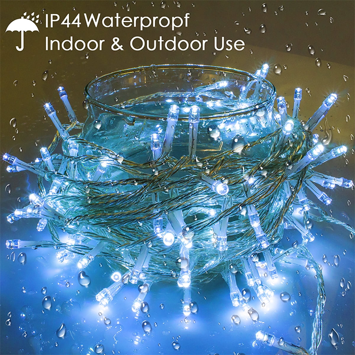 220 LED Christmas Lights, 72Ft Connectable Blue Fairy String Lights with Clear Wire, 8 Lighting Modes, Plug-In Twinkle Lights for Indoor/Outdoor Christmas Tree, Bedroom & Wedding Decor