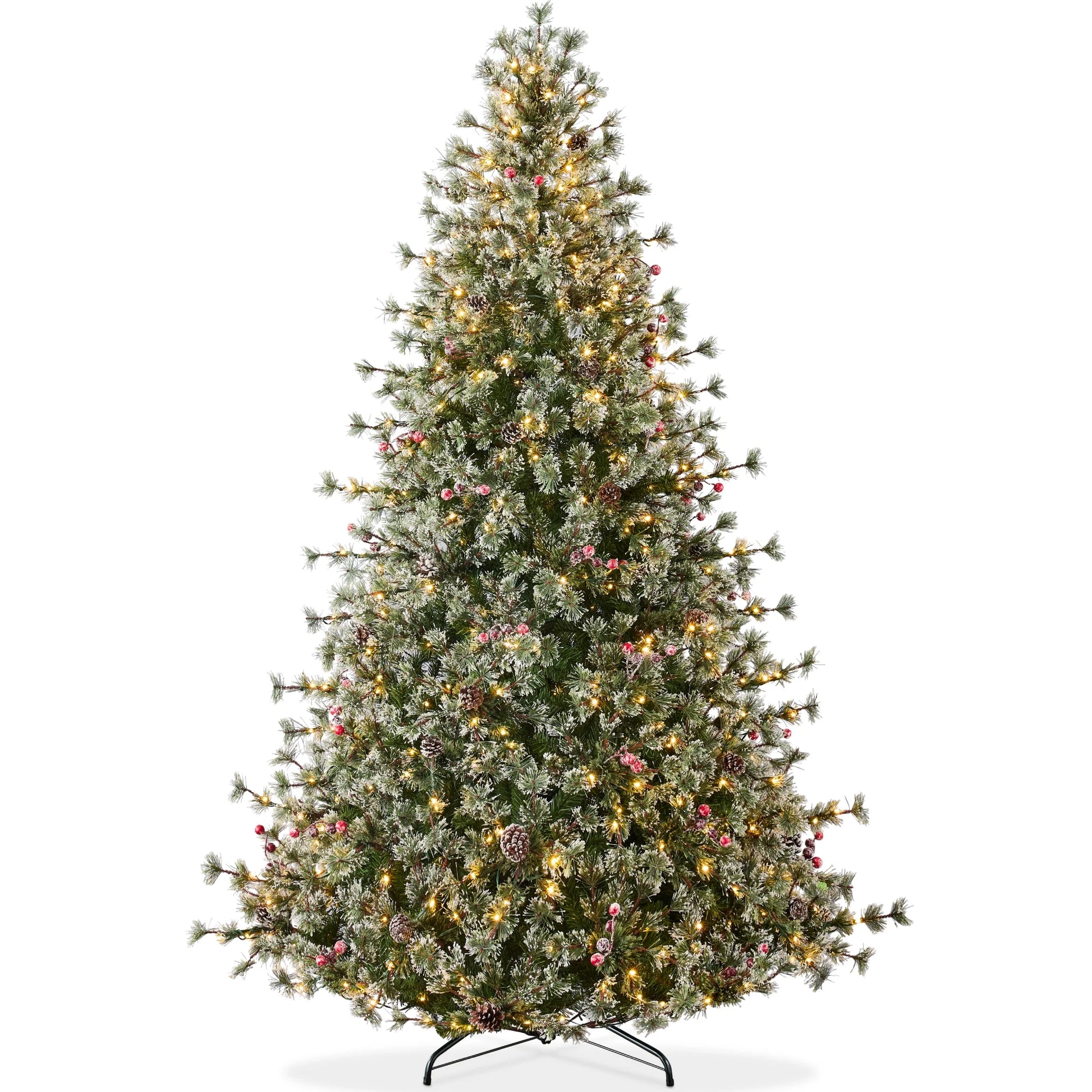 6Ft Pre-Lit Cashmere Christmas Tree, Premium Semi-Flocked Pre-Decorated Artificial Holiday Decor