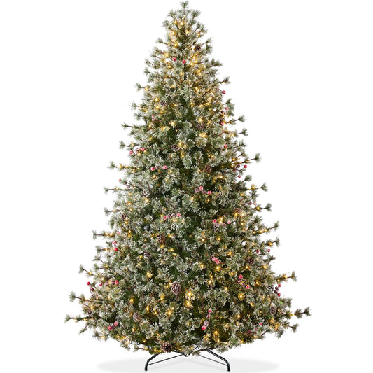 6Ft Pre-Lit Cashmere Christmas Tree, Premium Semi-Flocked Pre-Decorated Artificial Holiday Decor