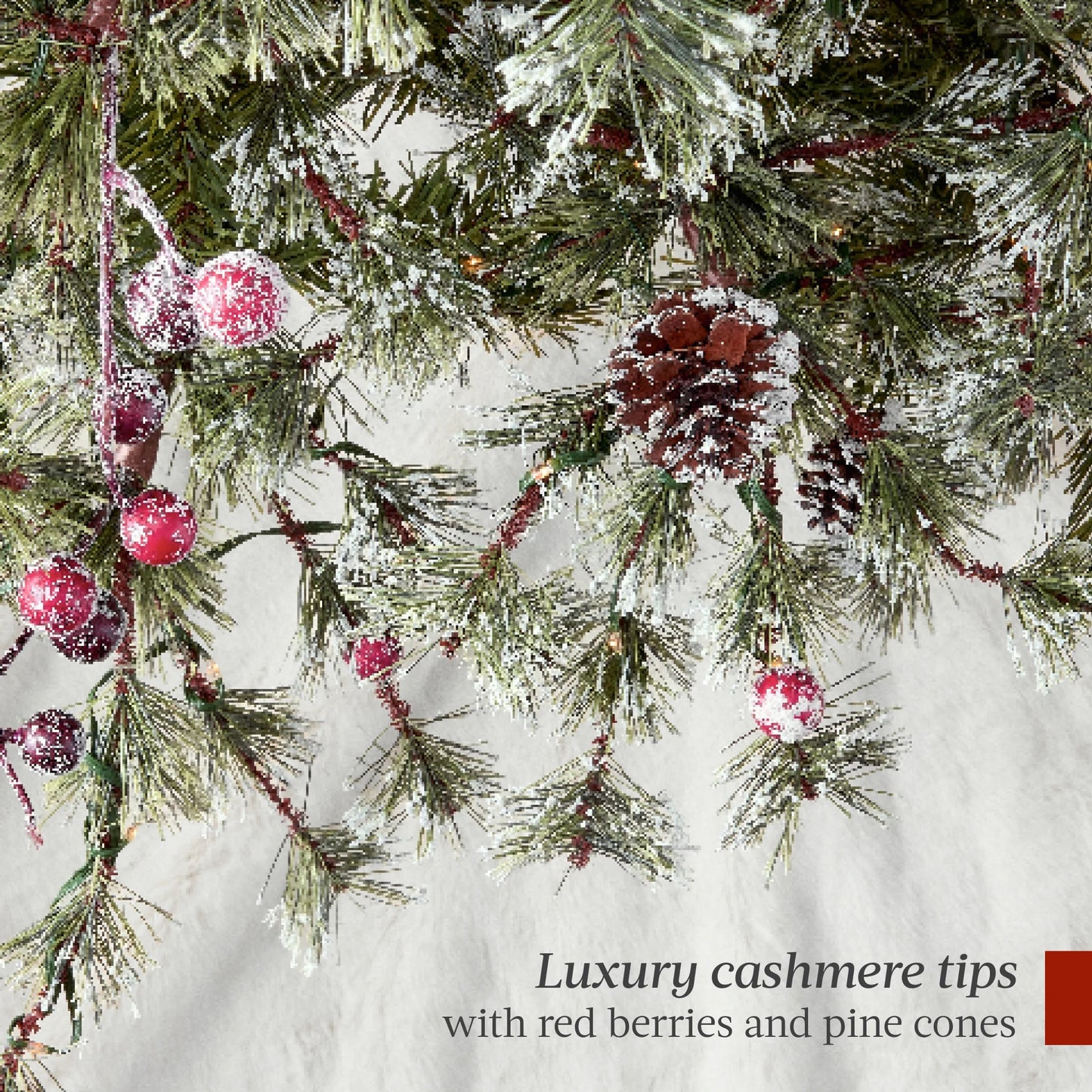 6Ft Pre-Lit Cashmere Christmas Tree, Premium Semi-Flocked Pre-Decorated Artificial Holiday Decor