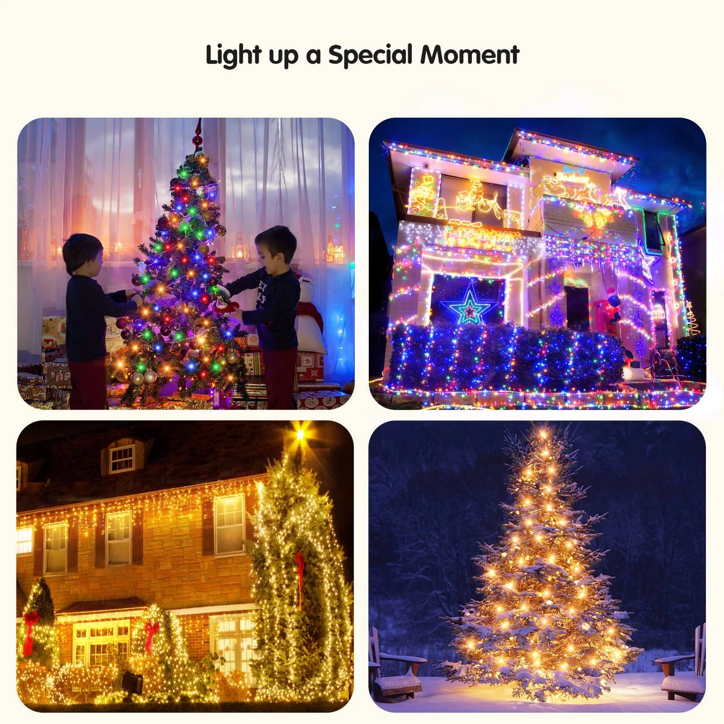 98Ft 300 LED Plug in Christmas Lights Green Wire Twinkle Christmas Tree Lights, Warm White