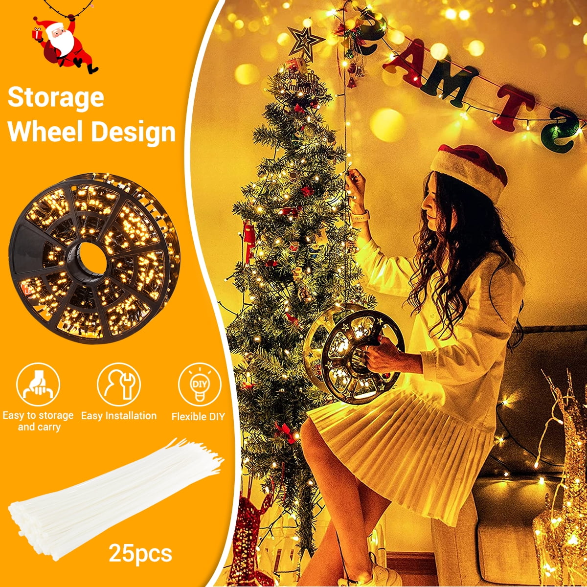 82Ft 1000 LED Christmas Light Strings, Warm White Plug in Christmas Tree Lights with 8 Modes & Memory, Outdoor Waterproof Decor Strands for Parties Gardens Patios