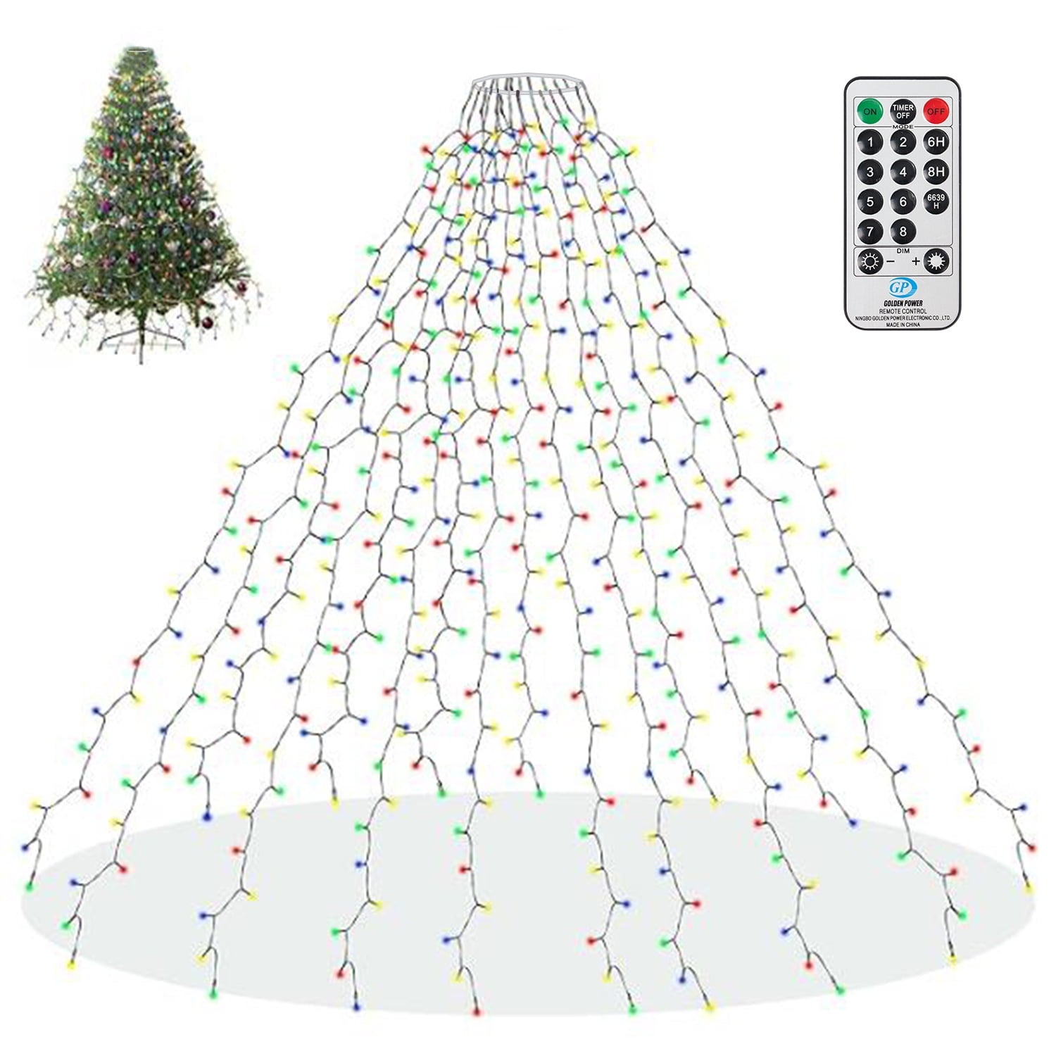 Uncahome 6.7 Ft X 16 Christmas Tree Lights,416 LED Christmas Lights,Outdoor Indoor String Lights -Multi Color