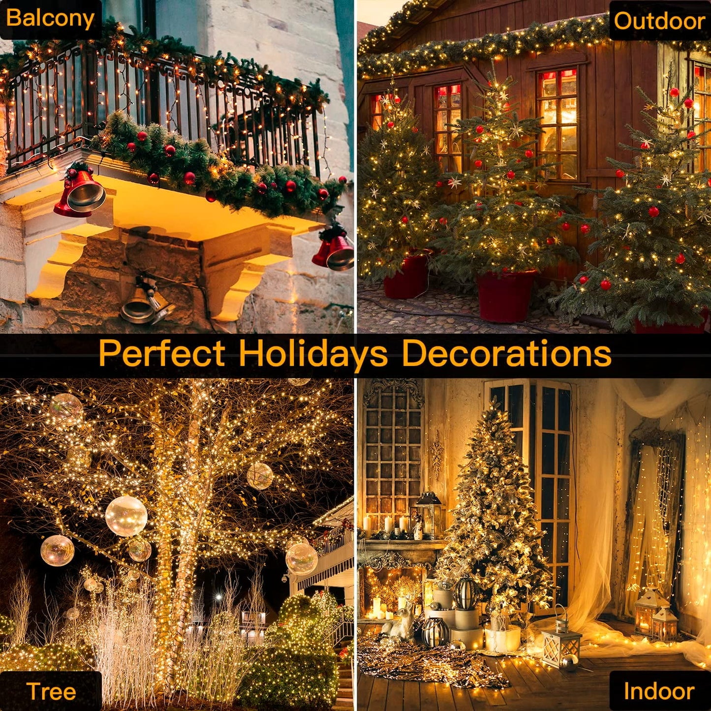 Led Christmas Lights Outdoor Battery Operated,42.6Ft 130LED Fairy Lights Waterproof with 8Modes,Twinkle Lights for Party Patio Christmas Decorations Outdoor(Warm White)