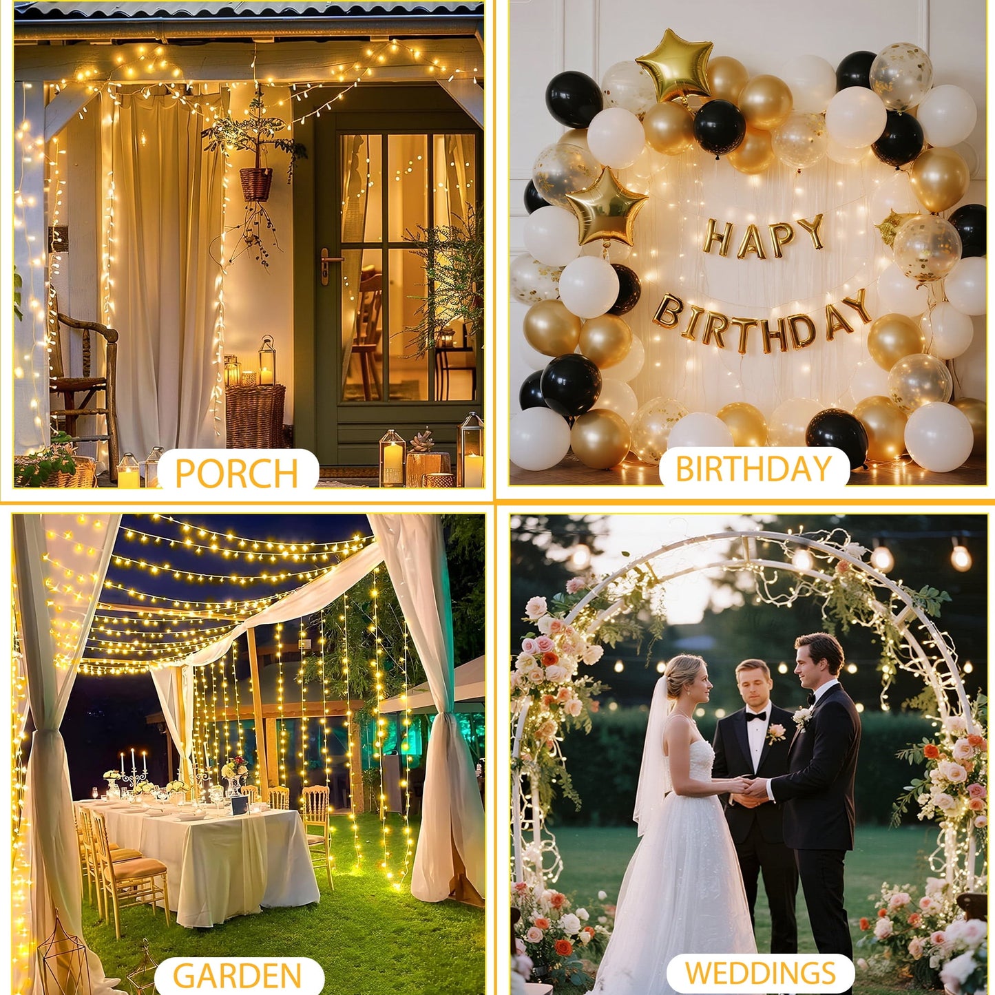 Christmas String Lights Indoor Outdoor, 200 LED 75.5FT Connectable Waterproof, 8 Modes with Memory Function,Twinkle Wedding Fairy Lights Plug in Clear Wire, Warm White