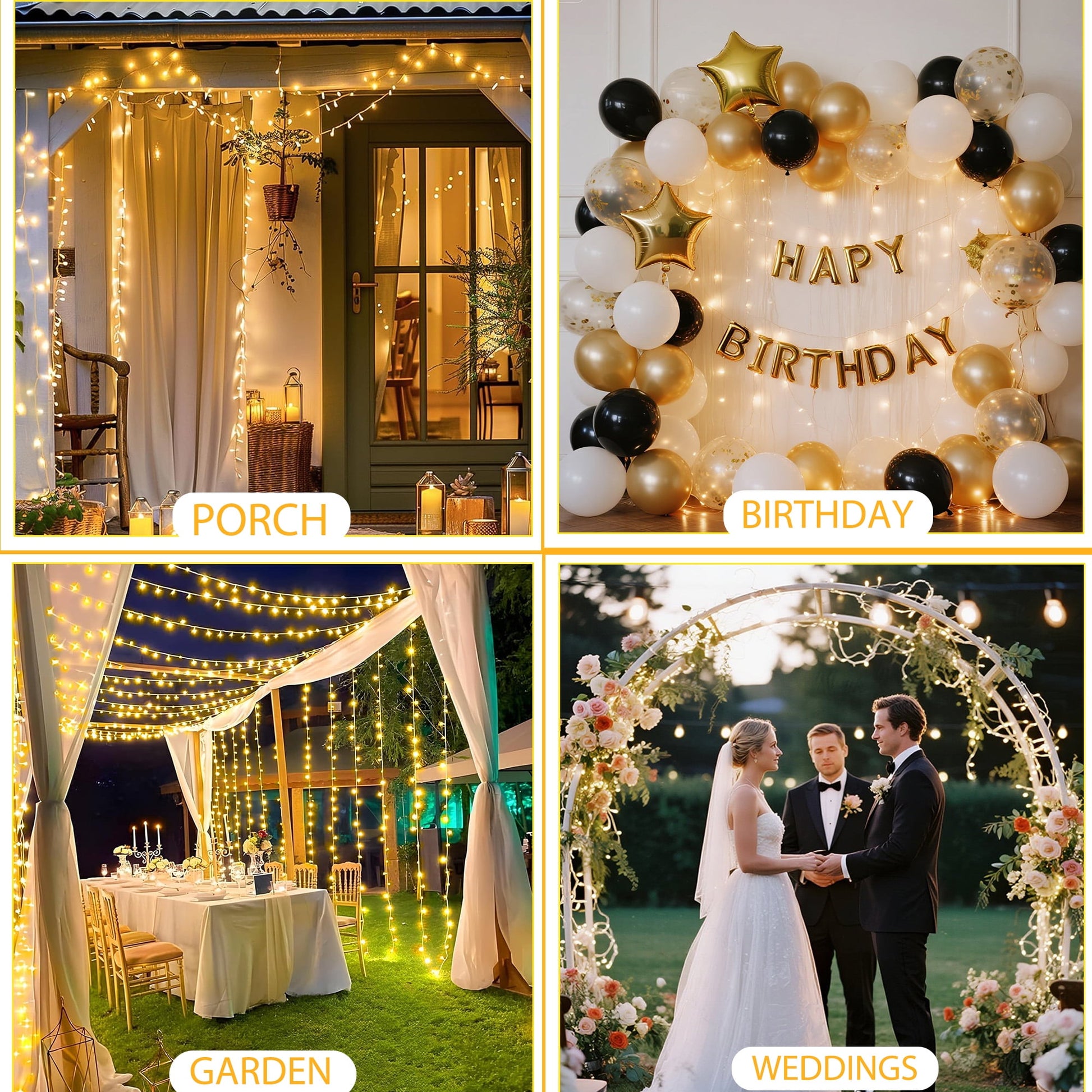 Christmas String Lights Indoor Outdoor, 200 LED 75.5FT Connectable Waterproof, 8 Modes with Memory Function,Twinkle Wedding Fairy Lights Plug in Clear Wire, Warm White