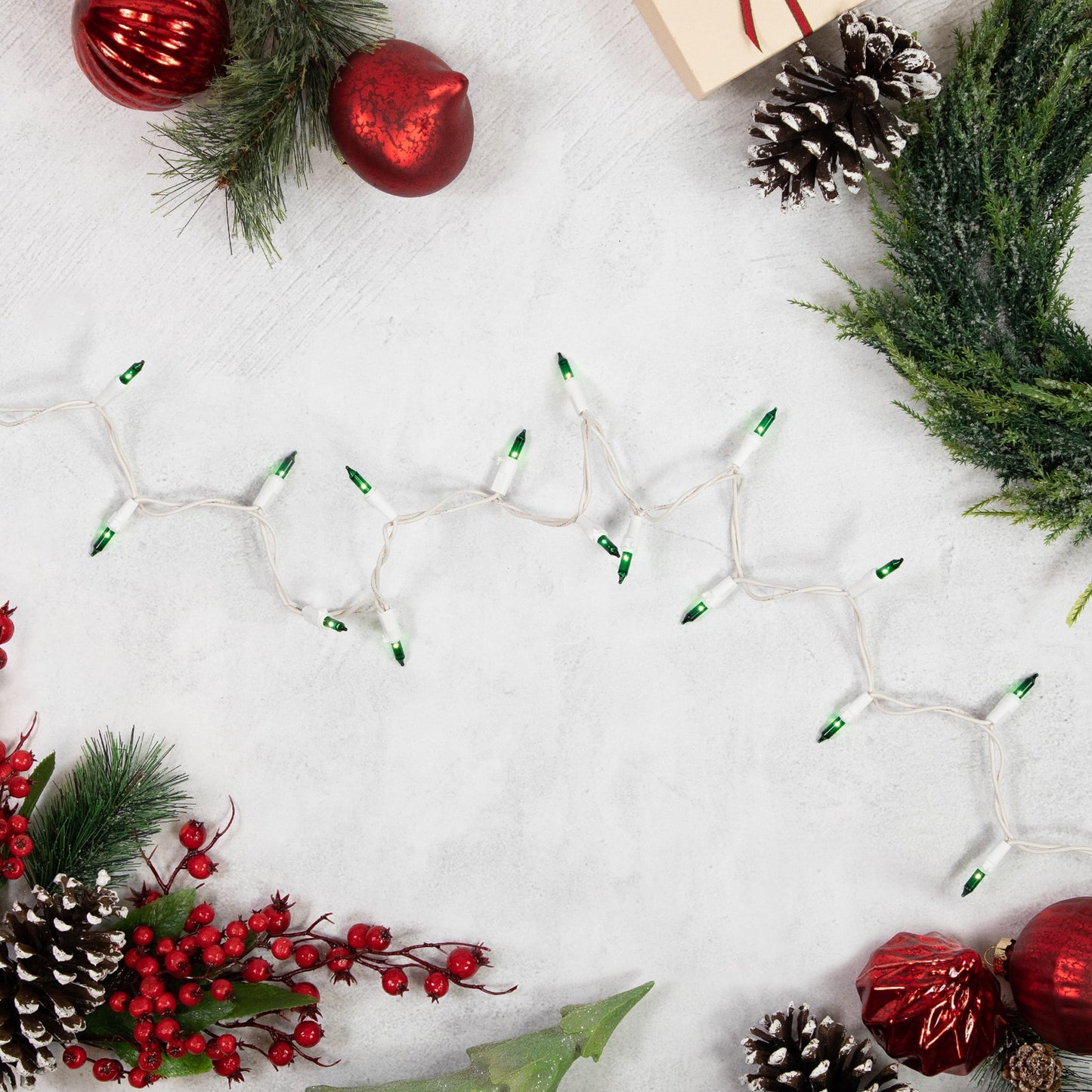 Mini Incandescent Christmas Lights - Blue - 10' Green Wire - 50Ct