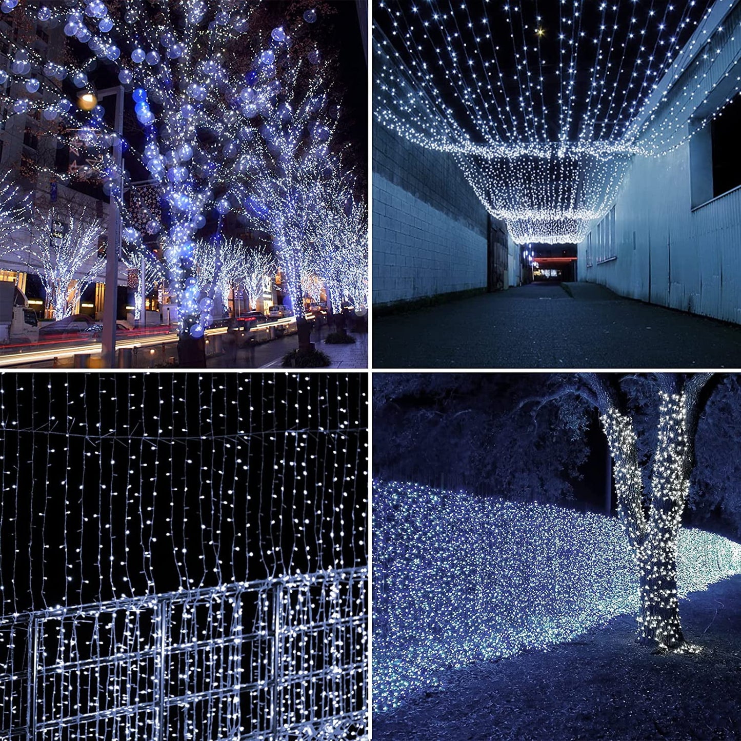 82Ft 1000 LED String Christmas Lights , Dark Green Wire Cluster Christmas Tree Lights, 8 Modes Outdoor Waterproof White Christmas Lights Plug in for Holiday Wedding Party Home Decor