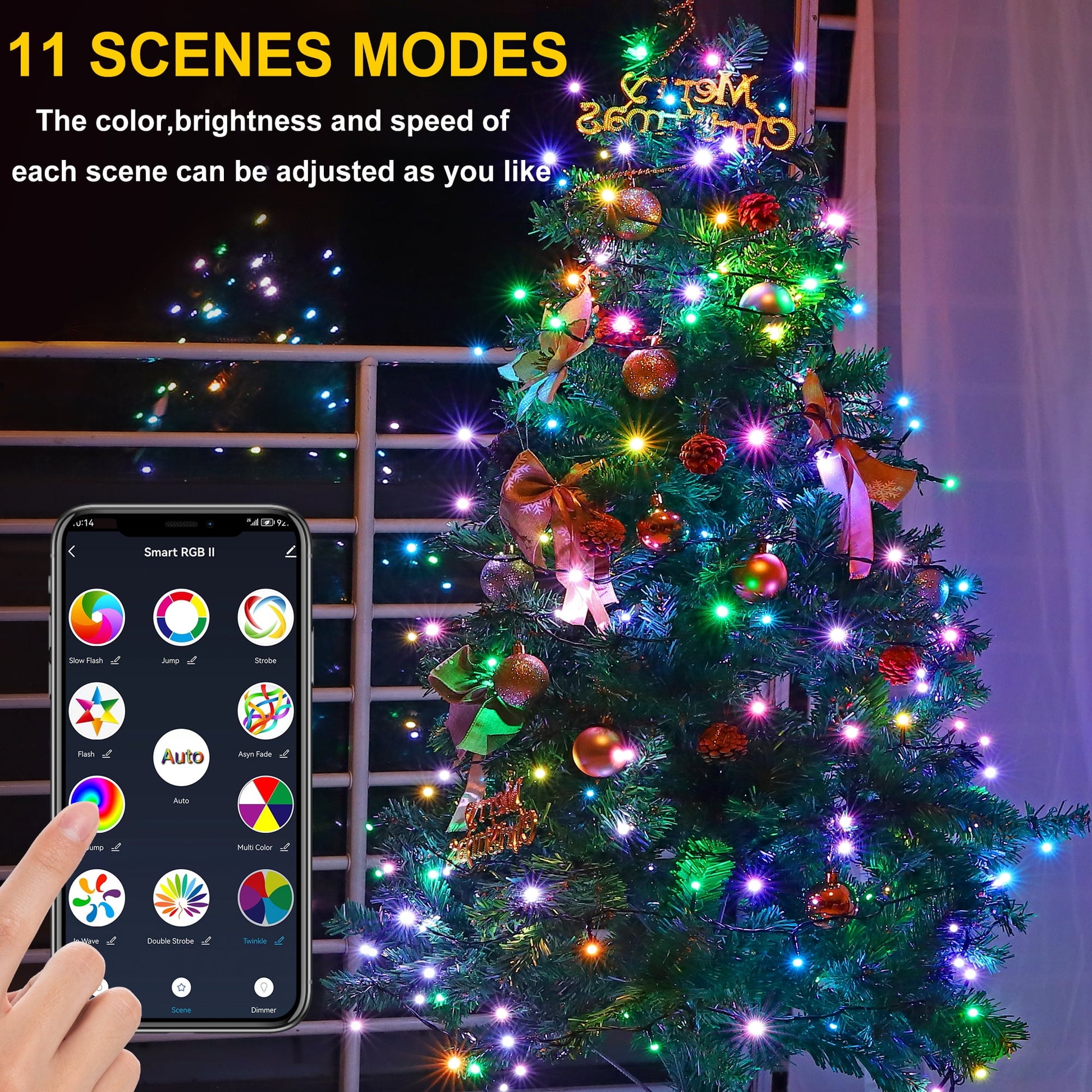 Smart Christmas Lights - 108FT 300 RGB LED String Lights Color Changing by App,Works with Google Home,Music Sync,Timer,Dimmable for Xmas Tree Home Party