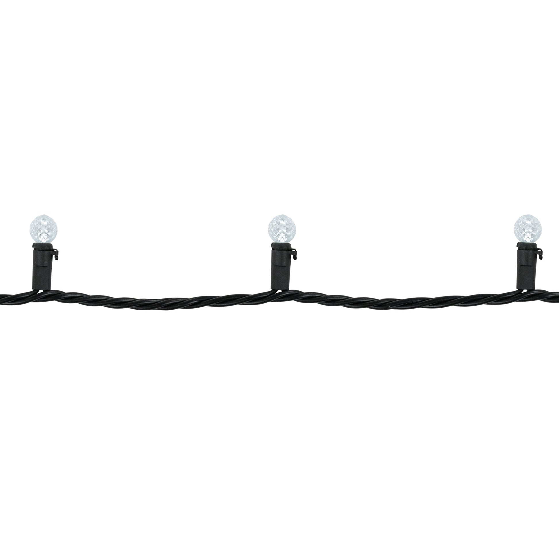 LED G12 Berry Christmas Lights - Pure White - 16' Black Wire - 50 Ct