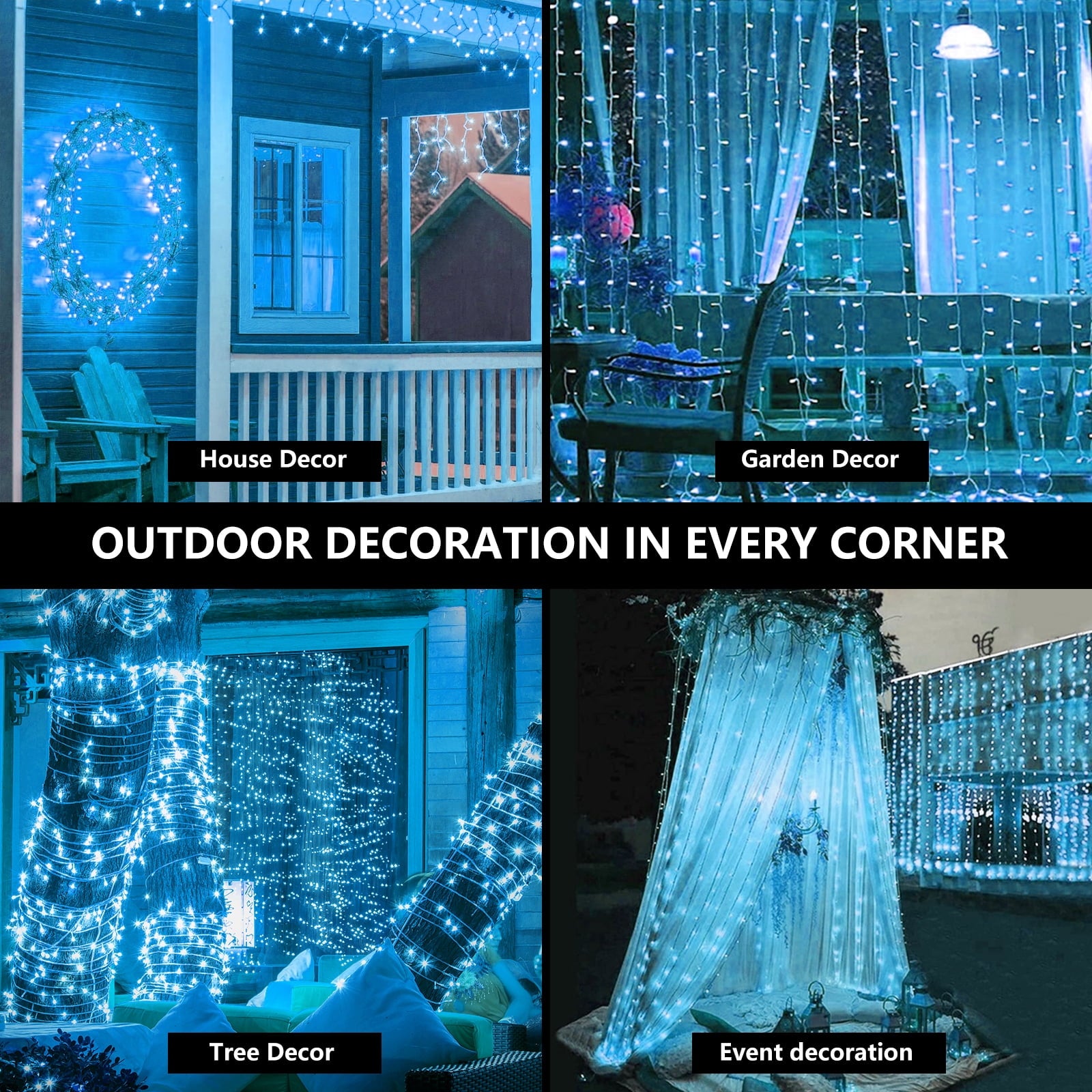 220 LED Christmas Lights, 72Ft Connectable Blue Fairy String Lights with Clear Wire, 8 Lighting Modes, Plug-In Twinkle Lights for Indoor/Outdoor Christmas Tree, Bedroom & Wedding Decor