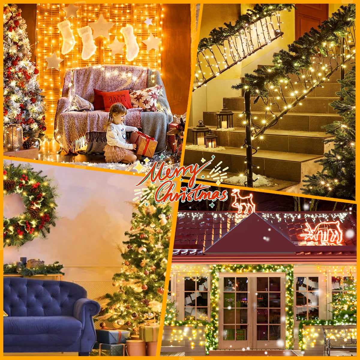 82Ft 1000 LED Christmas Light Strings, Warm White Plug in Christmas Tree Lights with 8 Modes & Memory, Outdoor Waterproof Decor Strands for Parties Gardens Patios