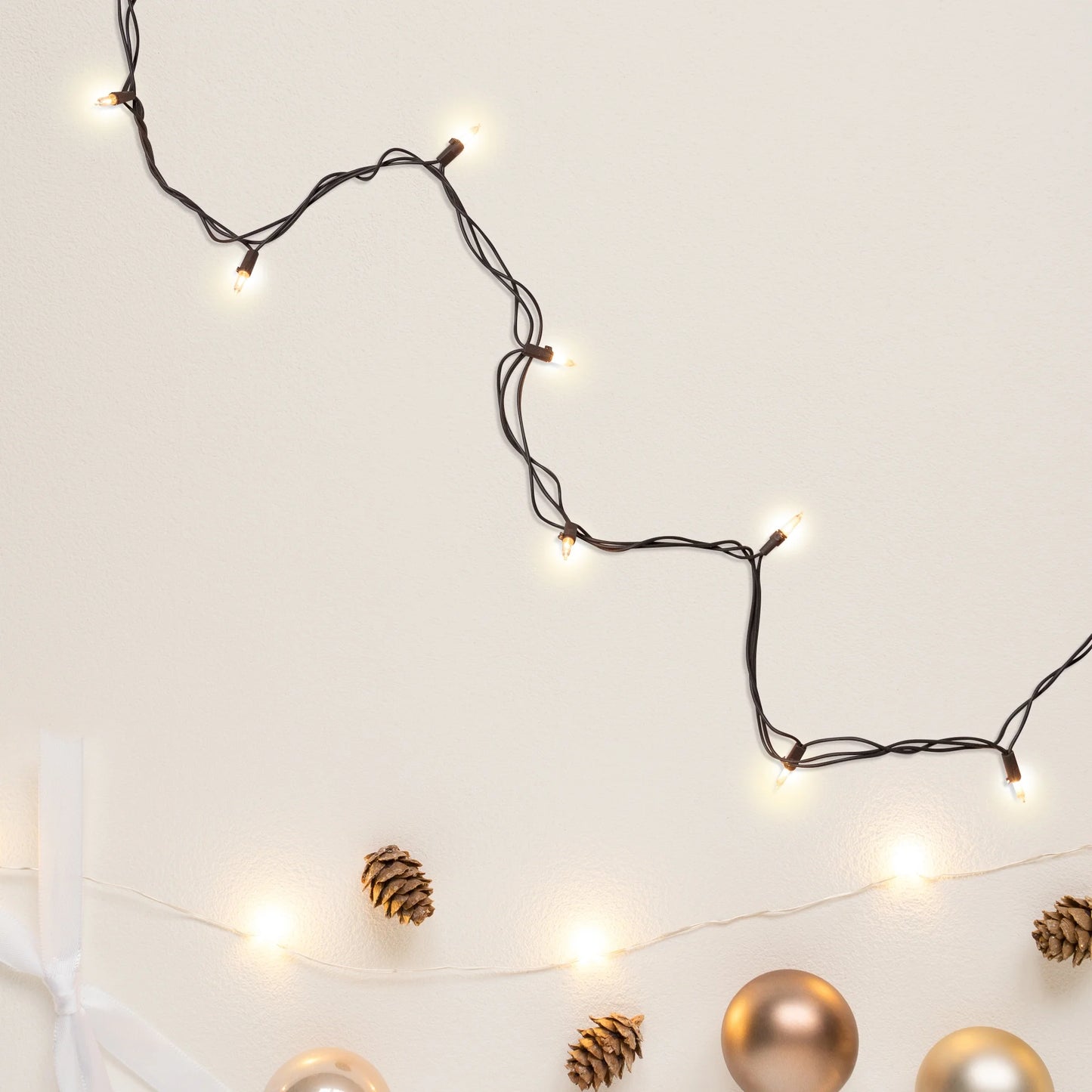 Mini Incandescent Christmas Lights - Blue - 10' Green Wire - 50Ct