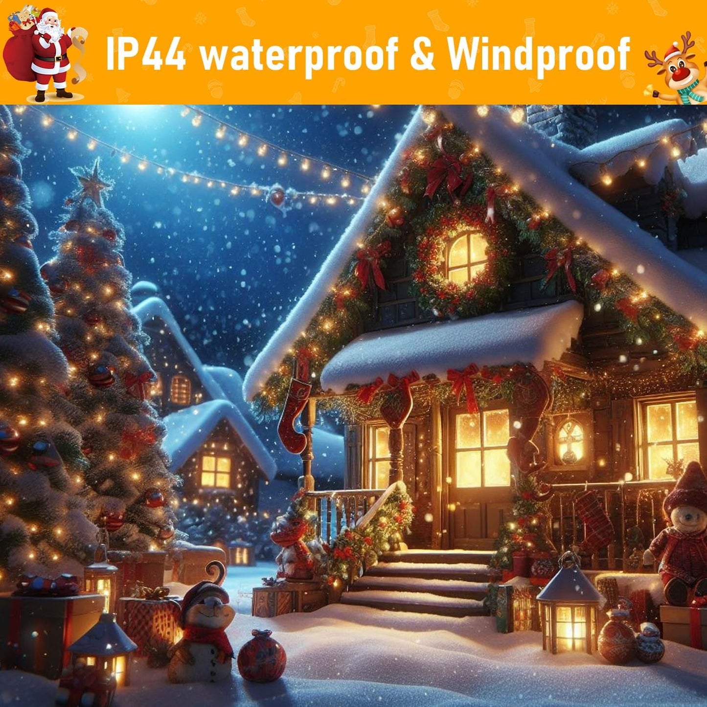 132FT Battery Operated Christmas Lights,  300 LED Christmas Tree Lights with Timer & Memory, 8 Modes Waterproof Battery Powered Lights for Holiday Party