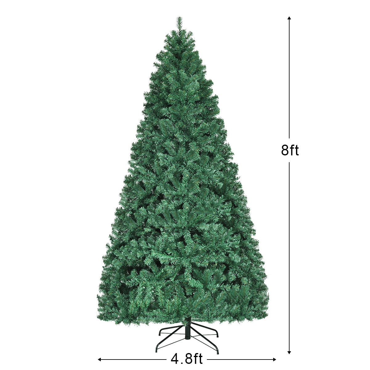 8Ft Pre-Lit Hinged PVC Christmas Tree 430 LED Lights Green