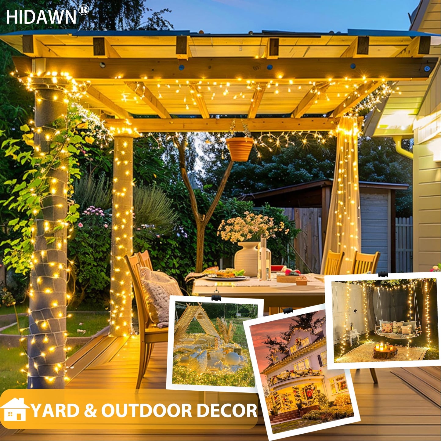Christmas String Lights Indoor Outdoor, 200 LED 75.5FT Connectable Waterproof, 8 Modes with Memory Function,Twinkle Wedding Fairy Lights Plug in Clear Wire, Warm White