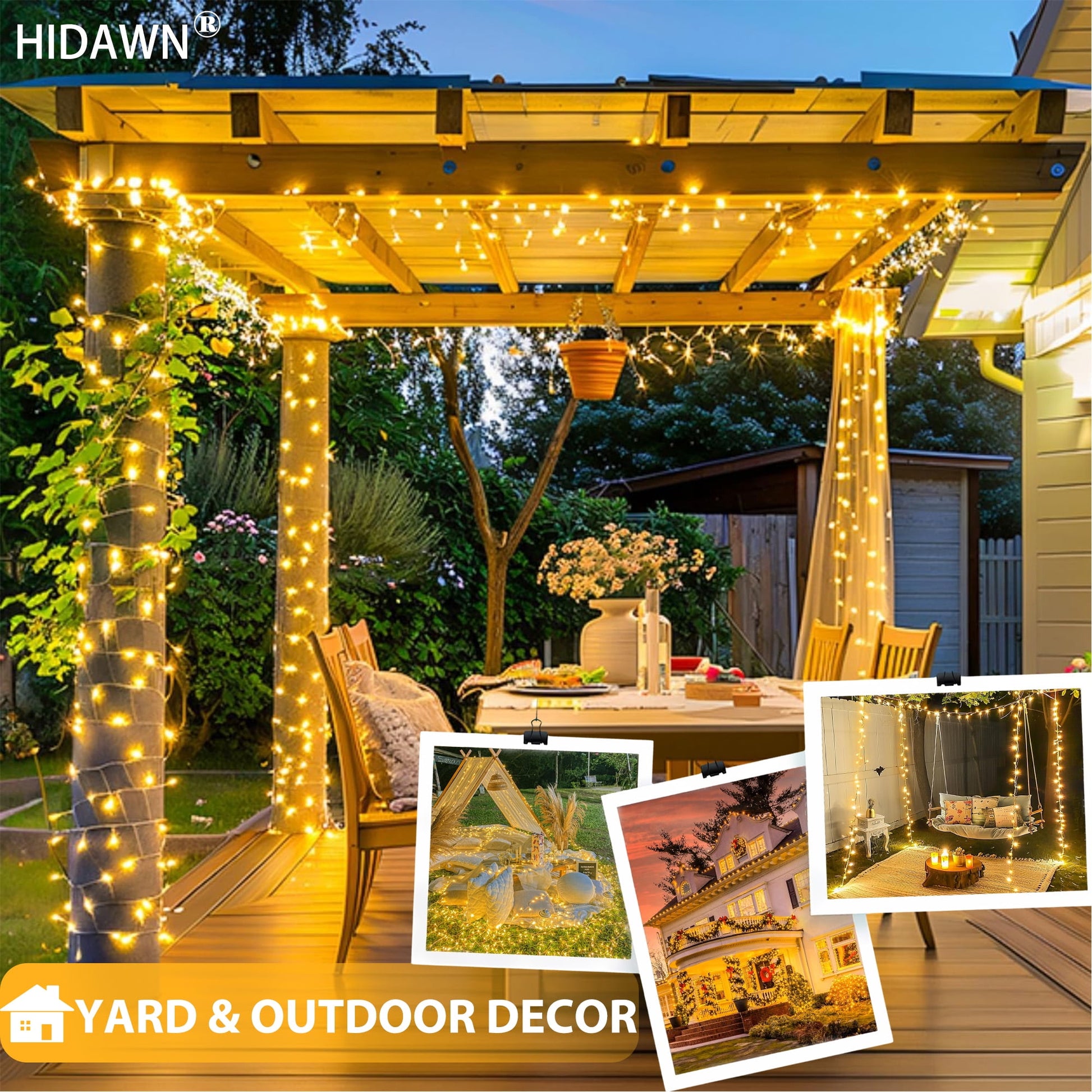 Christmas String Lights Indoor Outdoor, 200 LED 75.5FT Connectable Waterproof, 8 Modes with Memory Function,Twinkle Wedding Fairy Lights Plug in Clear Wire, Warm White