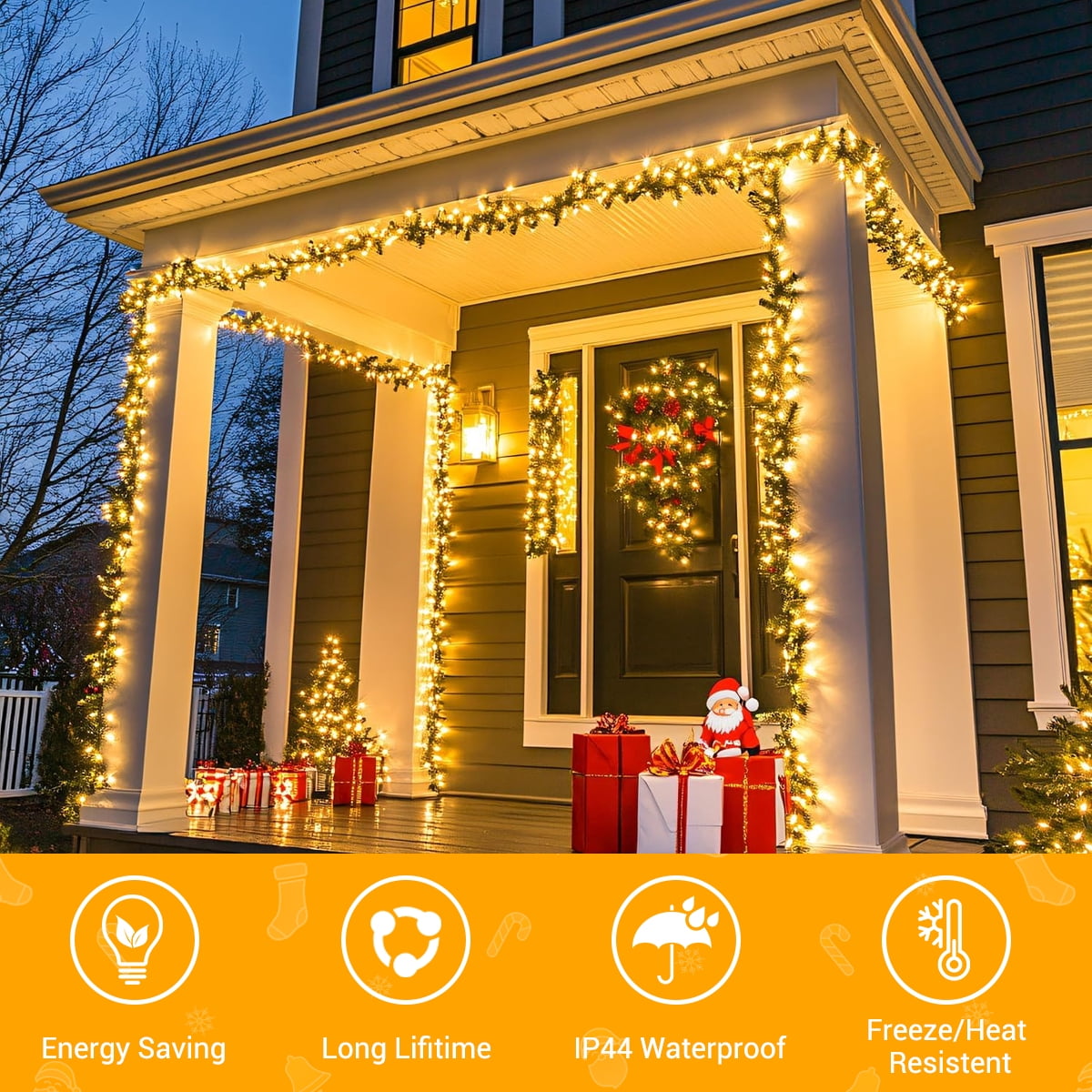 82Ft 1000 LED Christmas Light Strings, Warm White Plug in Christmas Tree Lights with 8 Modes & Memory, Outdoor Waterproof Decor Strands for Parties Gardens Patios