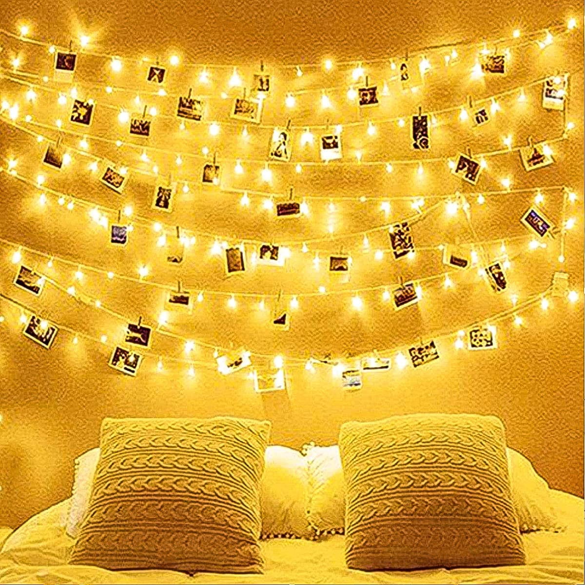 Christmas String Lights Indoor Outdoor, 33FT 100 LED Extendable Clear Wire 8 Modes Twinkle Fairy String Lights Plug in for Christmas Tree Holiday Party Garden Decorations (Warm White)