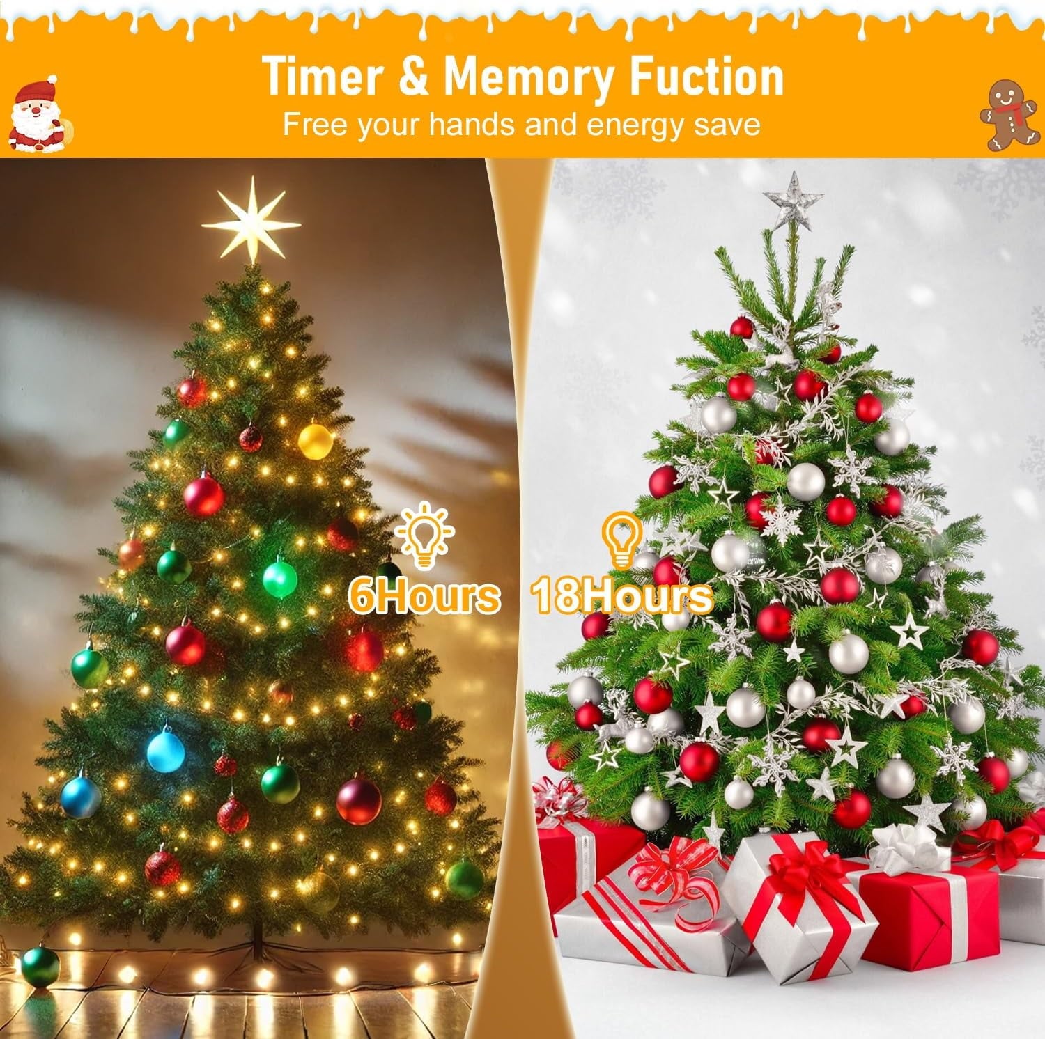 132FT Battery Operated Christmas Lights,  300 LED Christmas Tree Lights with Timer & Memory, 8 Modes Waterproof Battery Powered Lights for Holiday Party