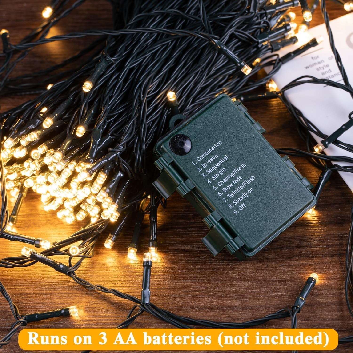 132FT Battery Operated Christmas Lights,  300 LED Christmas Tree Lights with Timer & Memory, 8 Modes Waterproof Battery Powered Lights for Holiday Party
