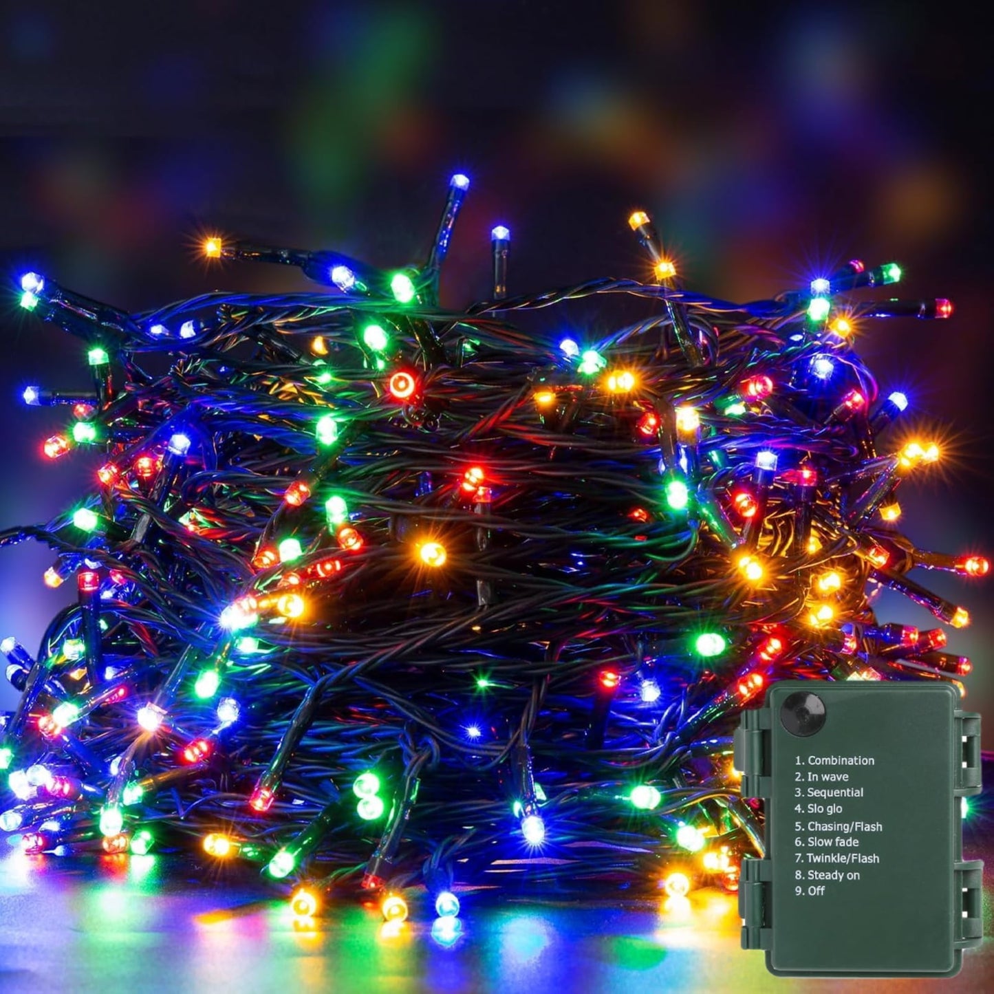 Battery Operated Christmas Lights,  132Ft 300LED Light Strings with Timer & Memory, 8 Modes Waterproof Battery Powered Christmas Lights for Wedding Party