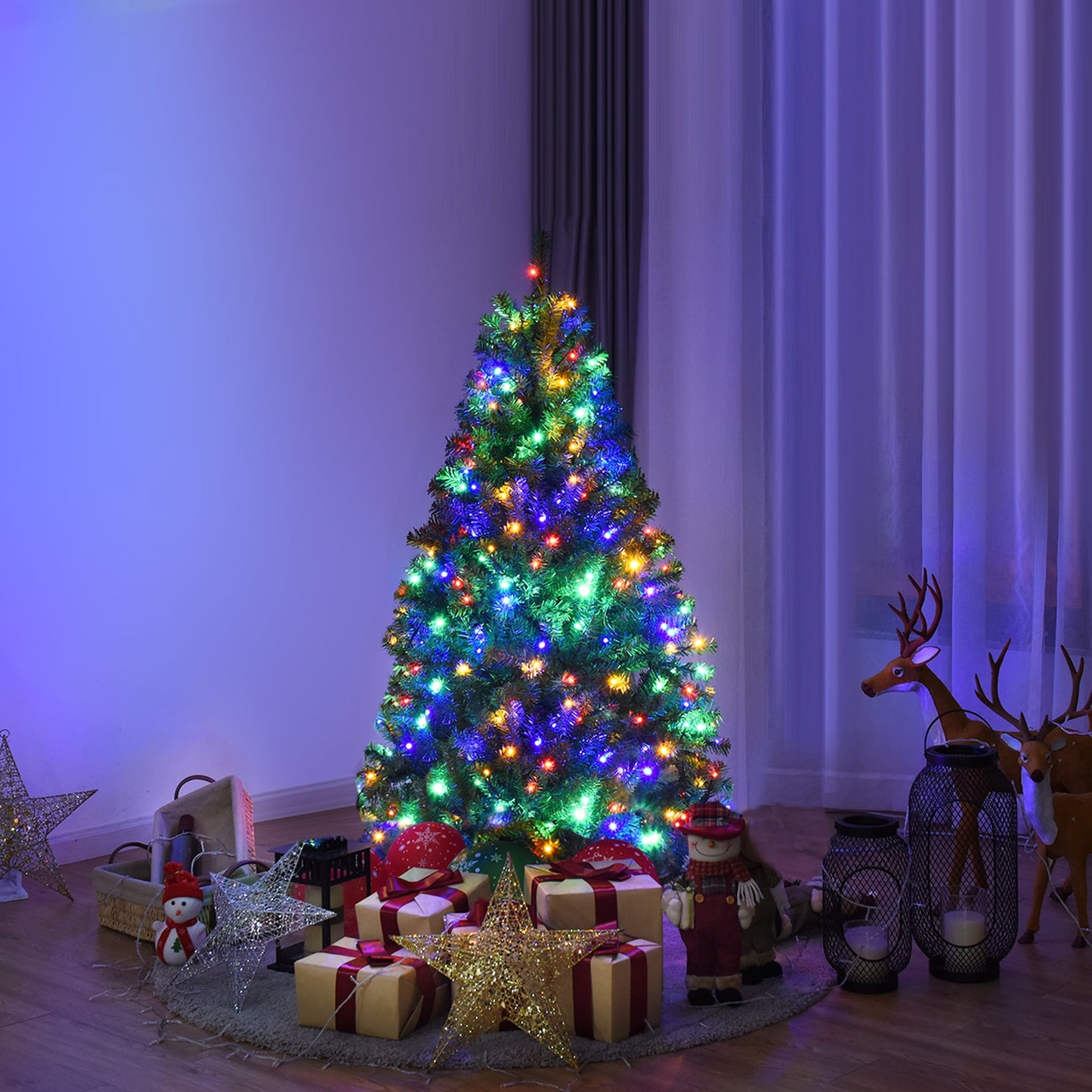 9Ft Pre-Lit Artificial Christmas Tree Hinged 1000 LED Lights