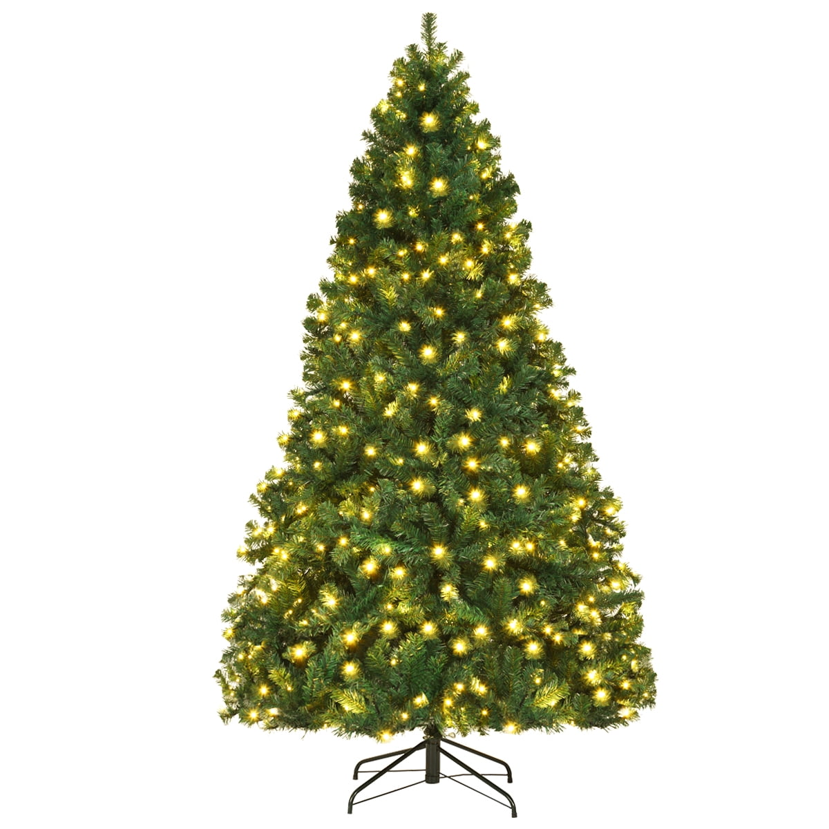8Ft Pre-Lit Hinged PVC Christmas Tree 430 LED Lights Green