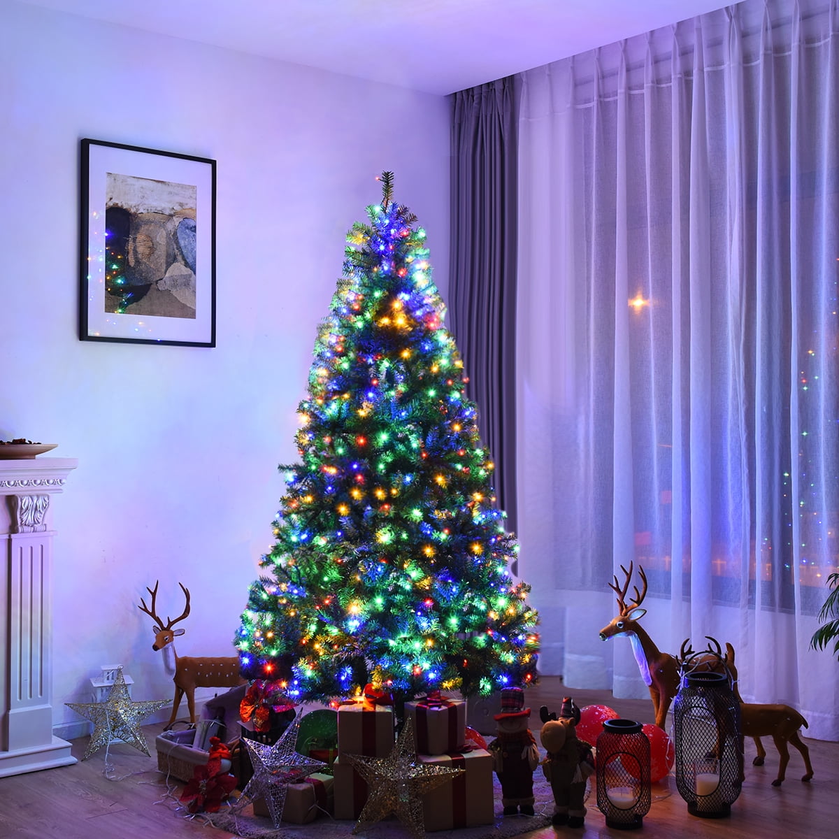 9Ft Pre-Lit Artificial Christmas Tree Hinged 1000 LED Lights