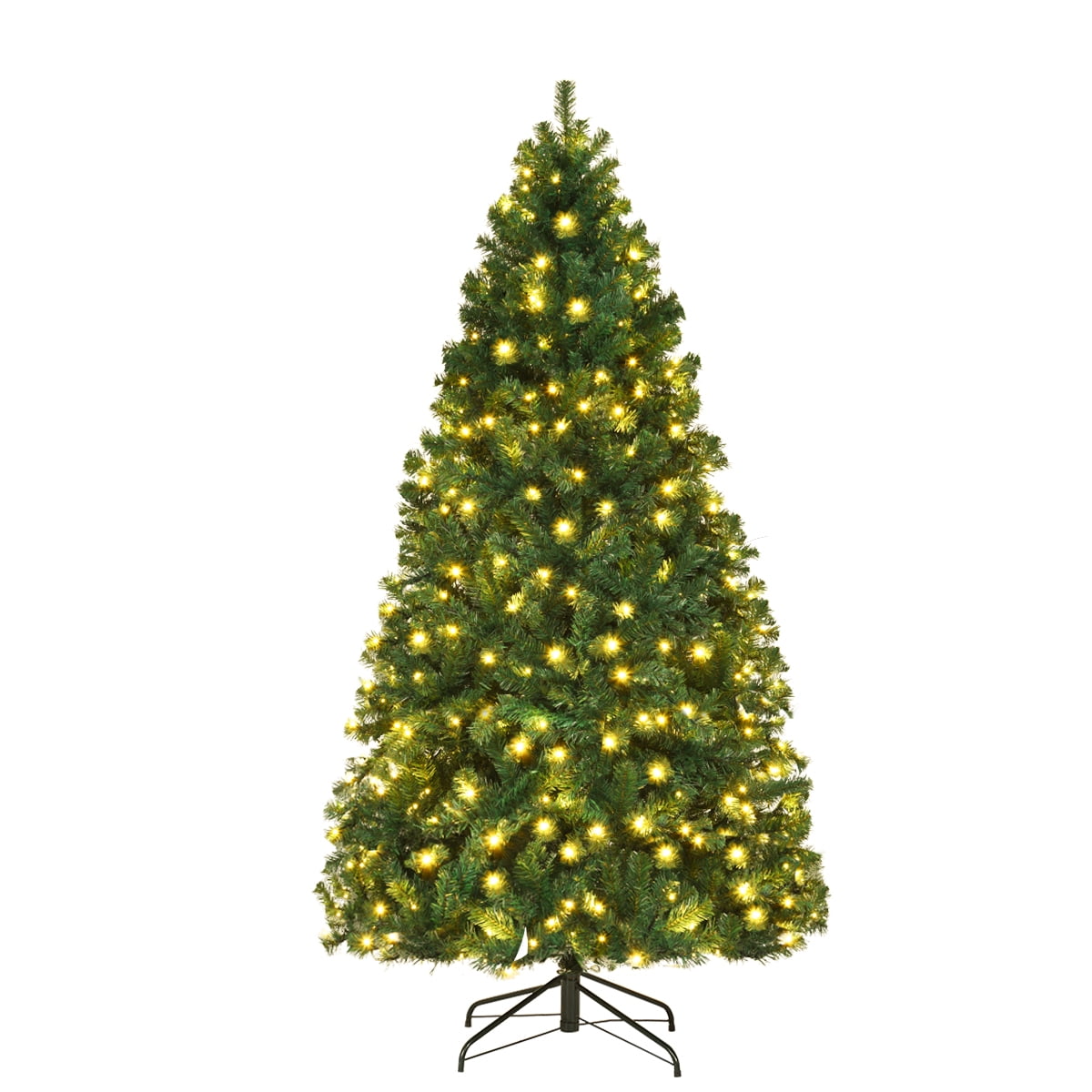 8Ft Pre-Lit Hinged PVC Christmas Tree 430 LED Lights Green