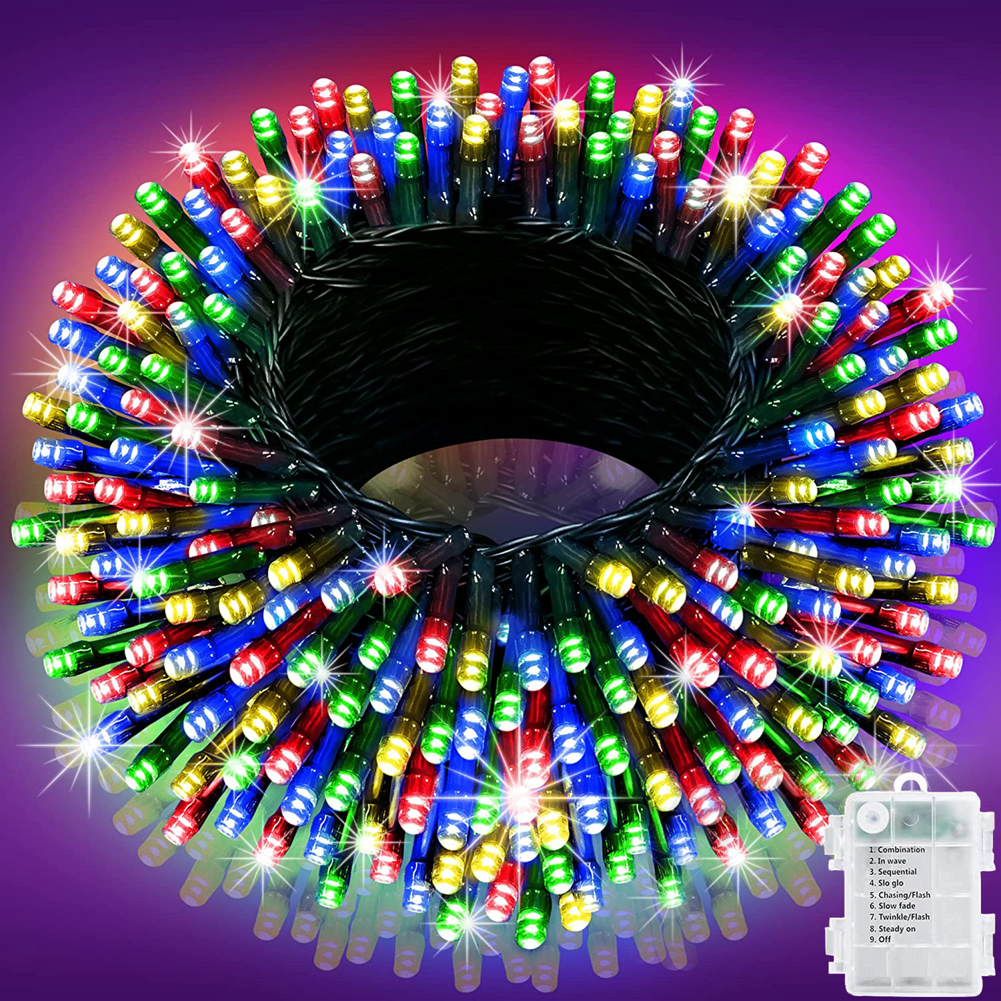 Led Christmas Lights Outdoor Battery Operated,42.6Ft 130LED Fairy Lights Waterproof with 8Modes,Twinkle Lights for Party Patio Christmas Decorations Outdoor(Warm White)
