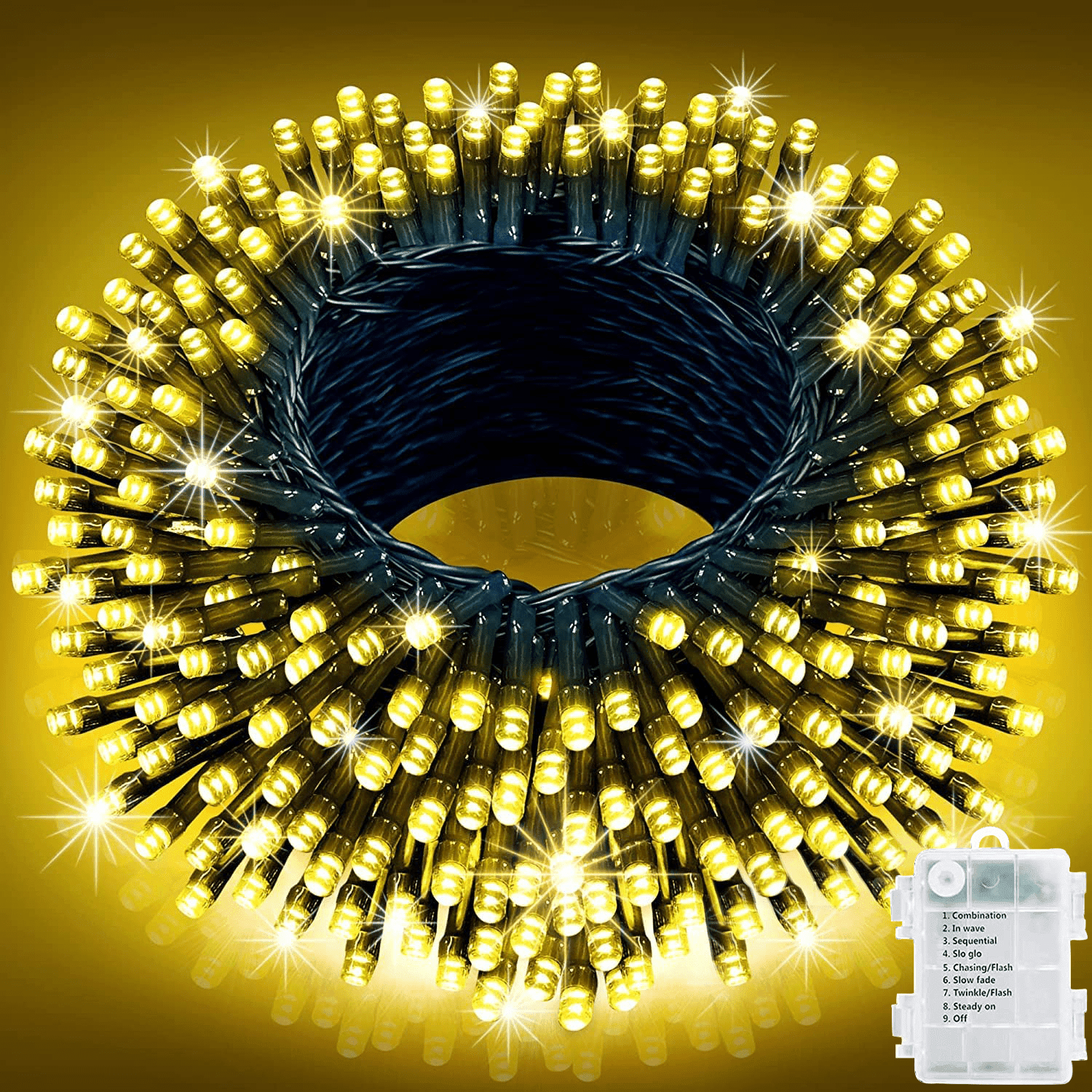 Led Christmas Lights Outdoor Battery Operated,42.6Ft 130LED Fairy Lights Waterproof with 8Modes,Twinkle Lights for Party Patio Christmas Decorations Outdoor(Warm White)