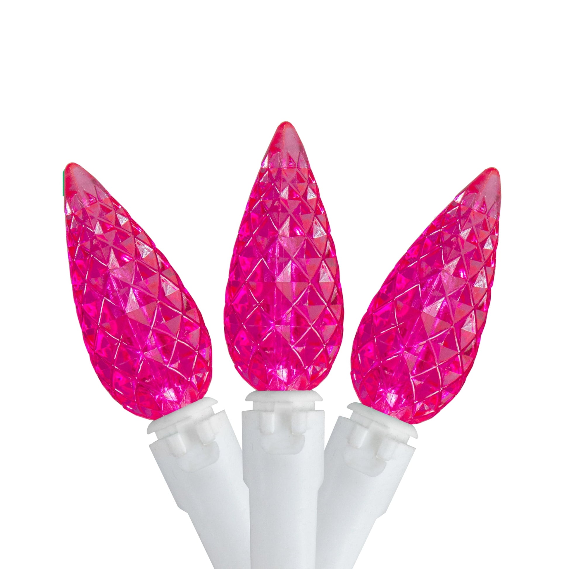 LED C6 Faceted Christmas Lights - Pink - 22.5' White Wire - 70Ct